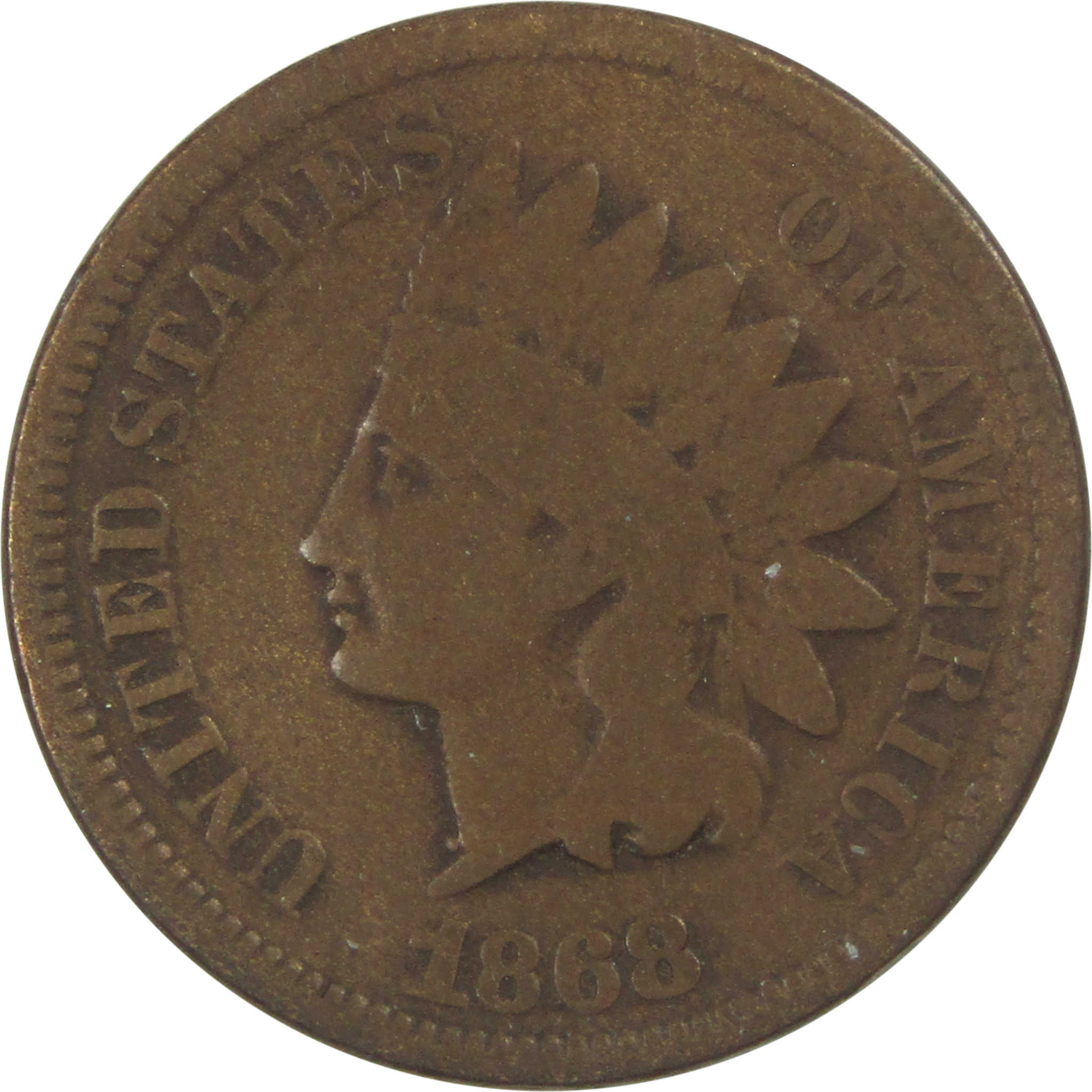 1868 Indian Head Cent G Good Penny 1c Coin SKU:I15559