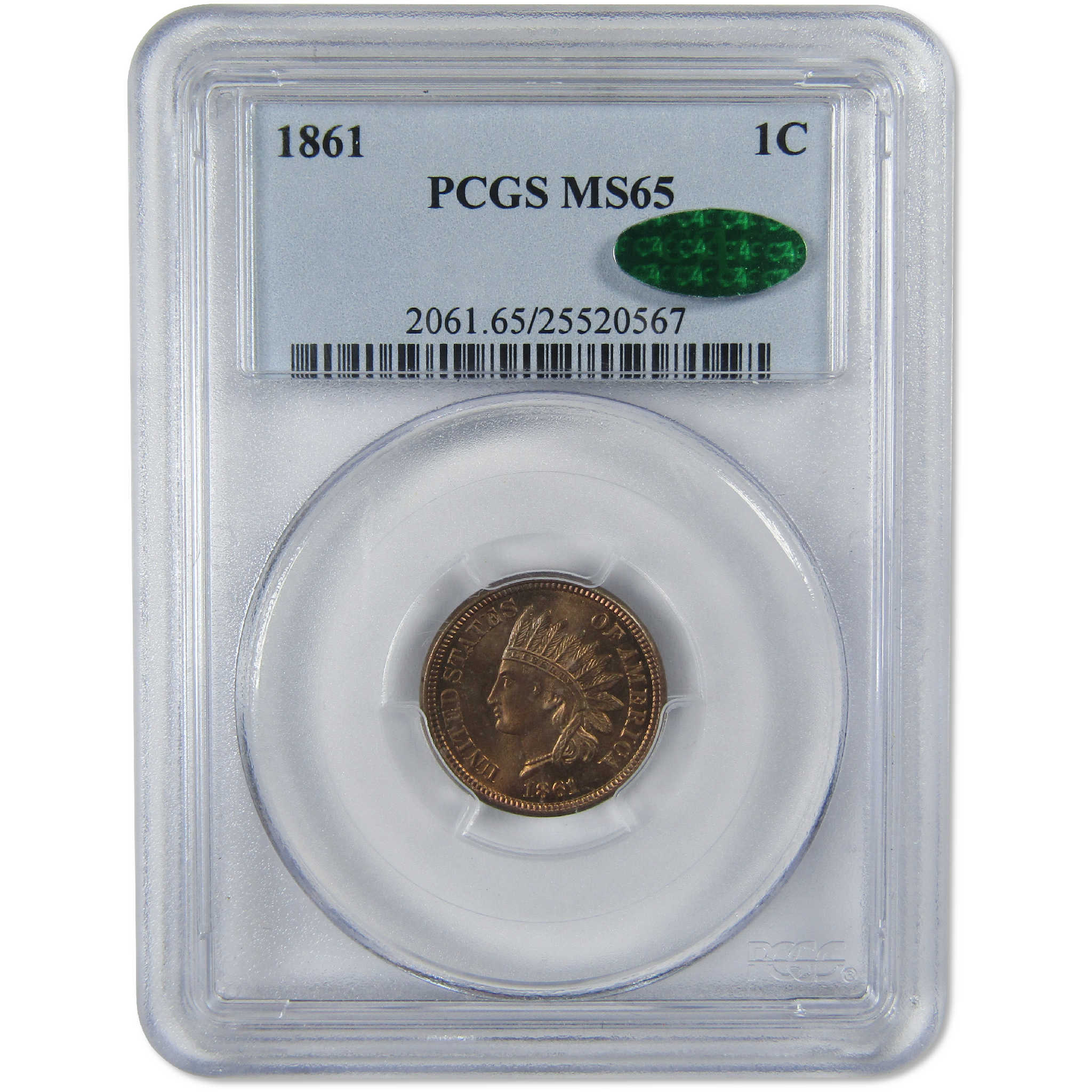 1861 Indian Head Cent MS 65 PCGS CAC Penny Uncirculated 1c Coin