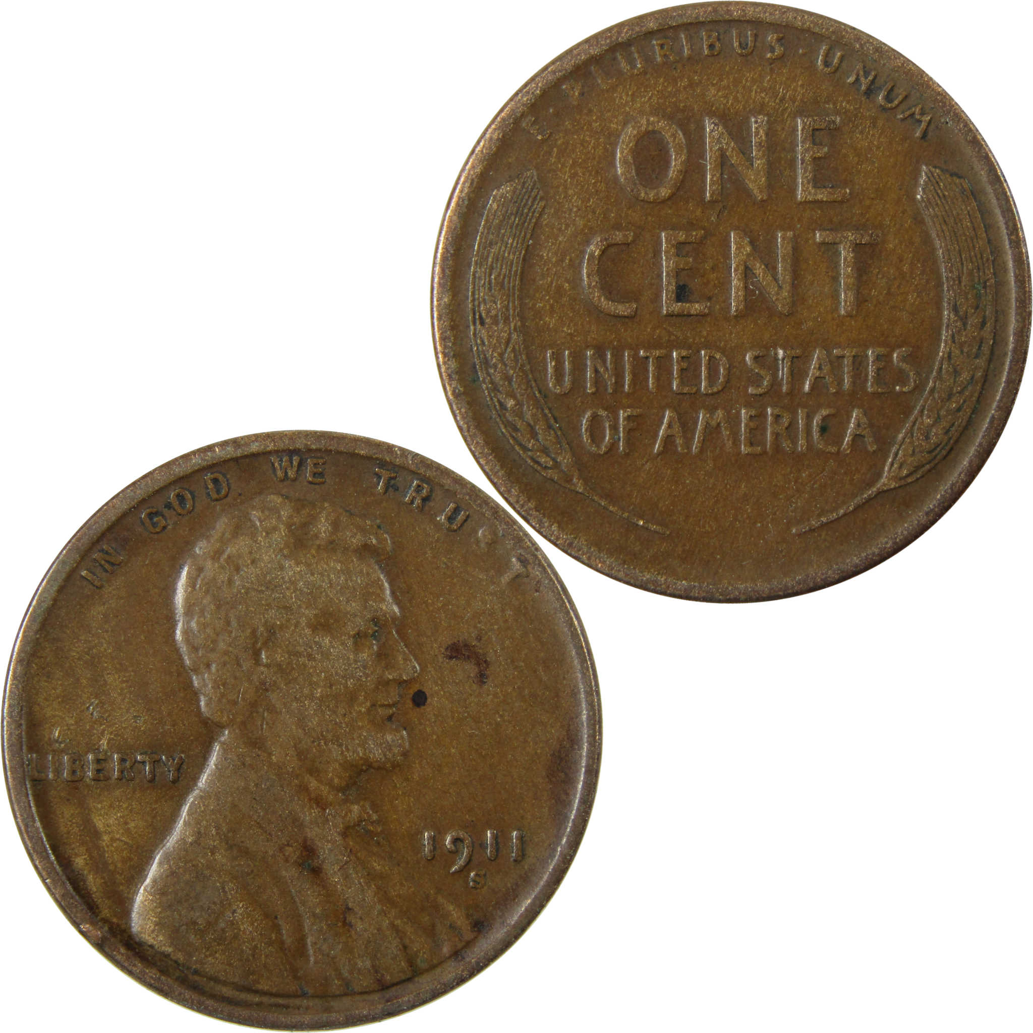 1911 S Lincoln Wheat Cent F Fine Penny 1c Coin Collectible SKU:I28133