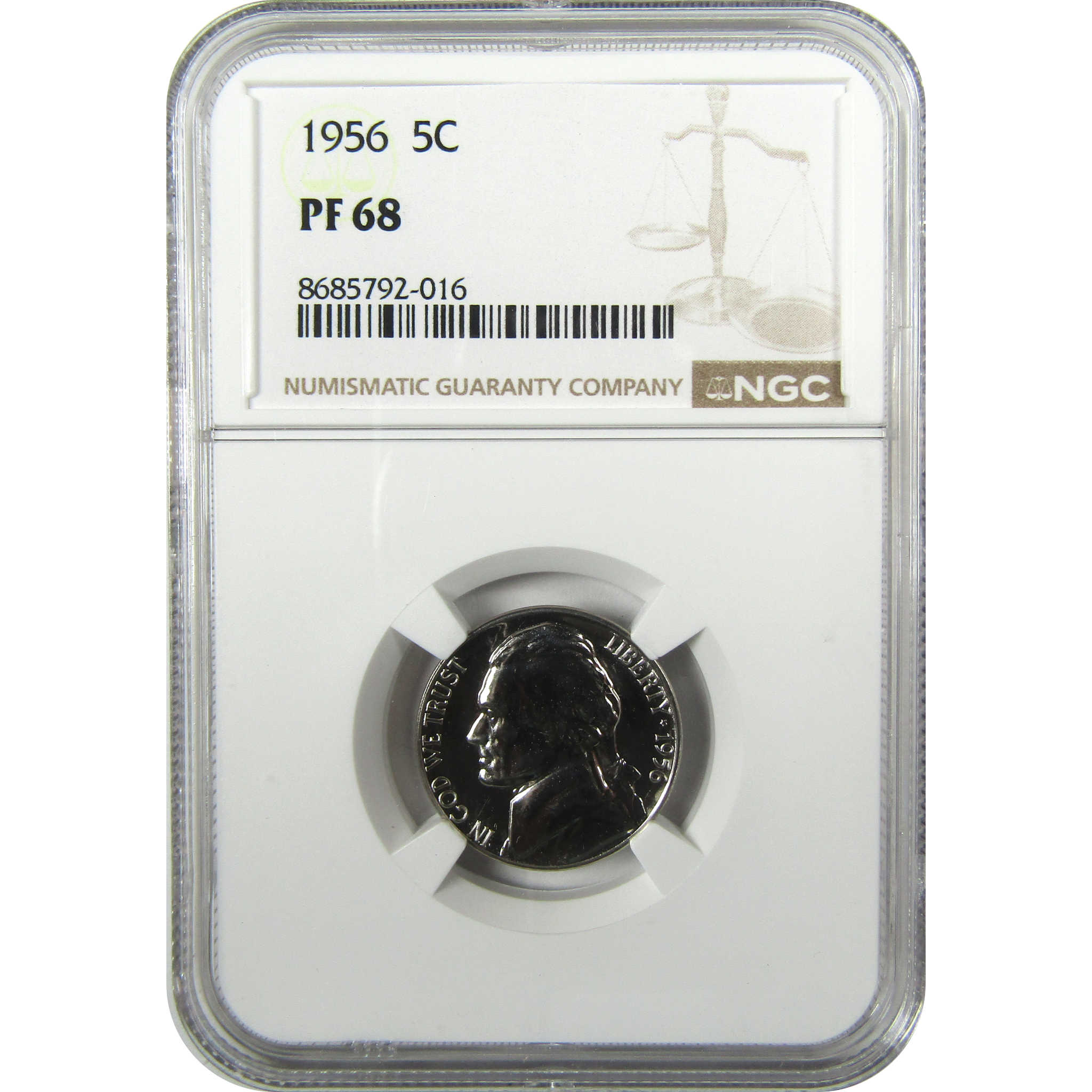 1956 Jefferson Nickel PF 68 NGC Proof 5c Coin Collectible SKU:I27106