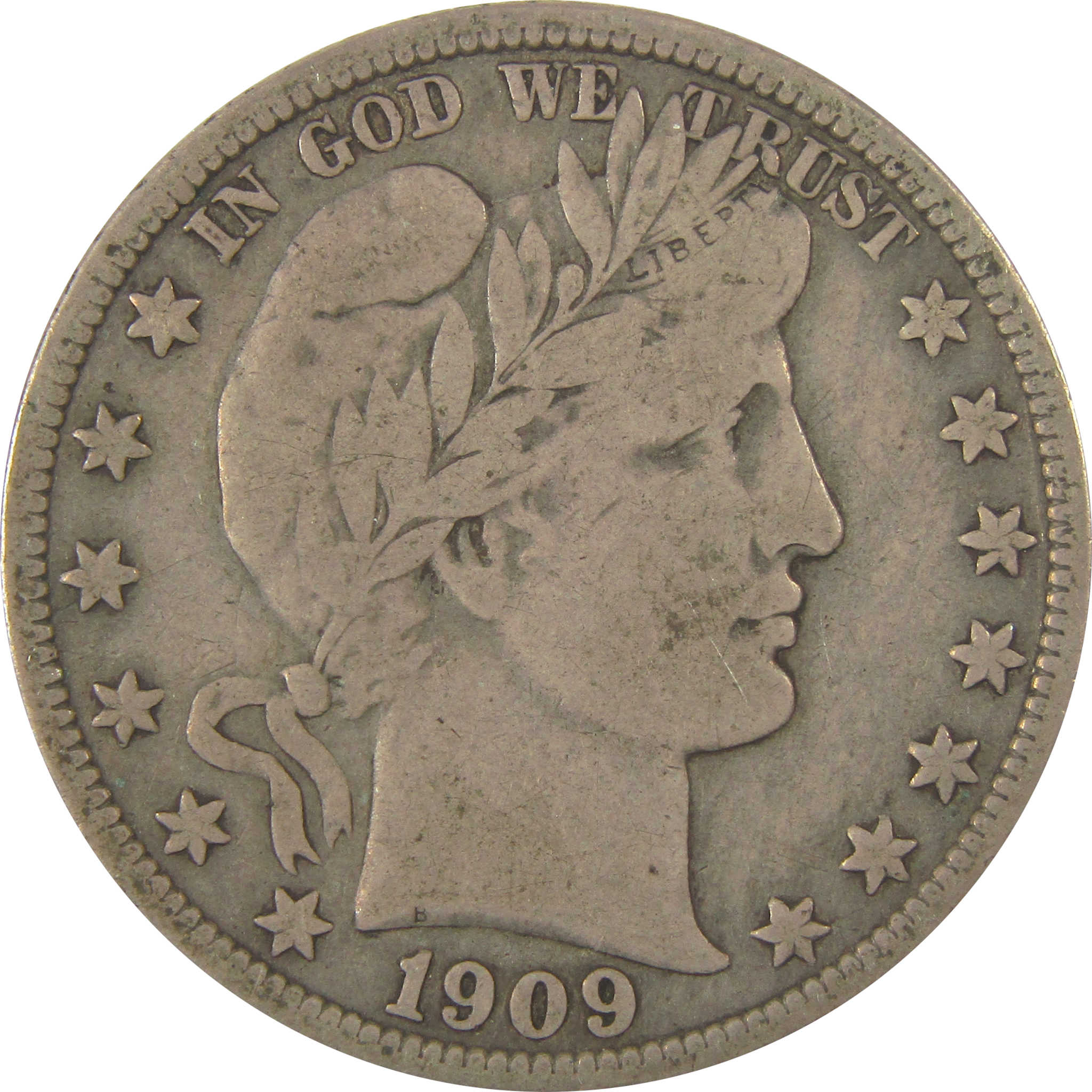 1909 Barber Half Dollar VF Very Fine Silver 50c Coin SKU:I19618