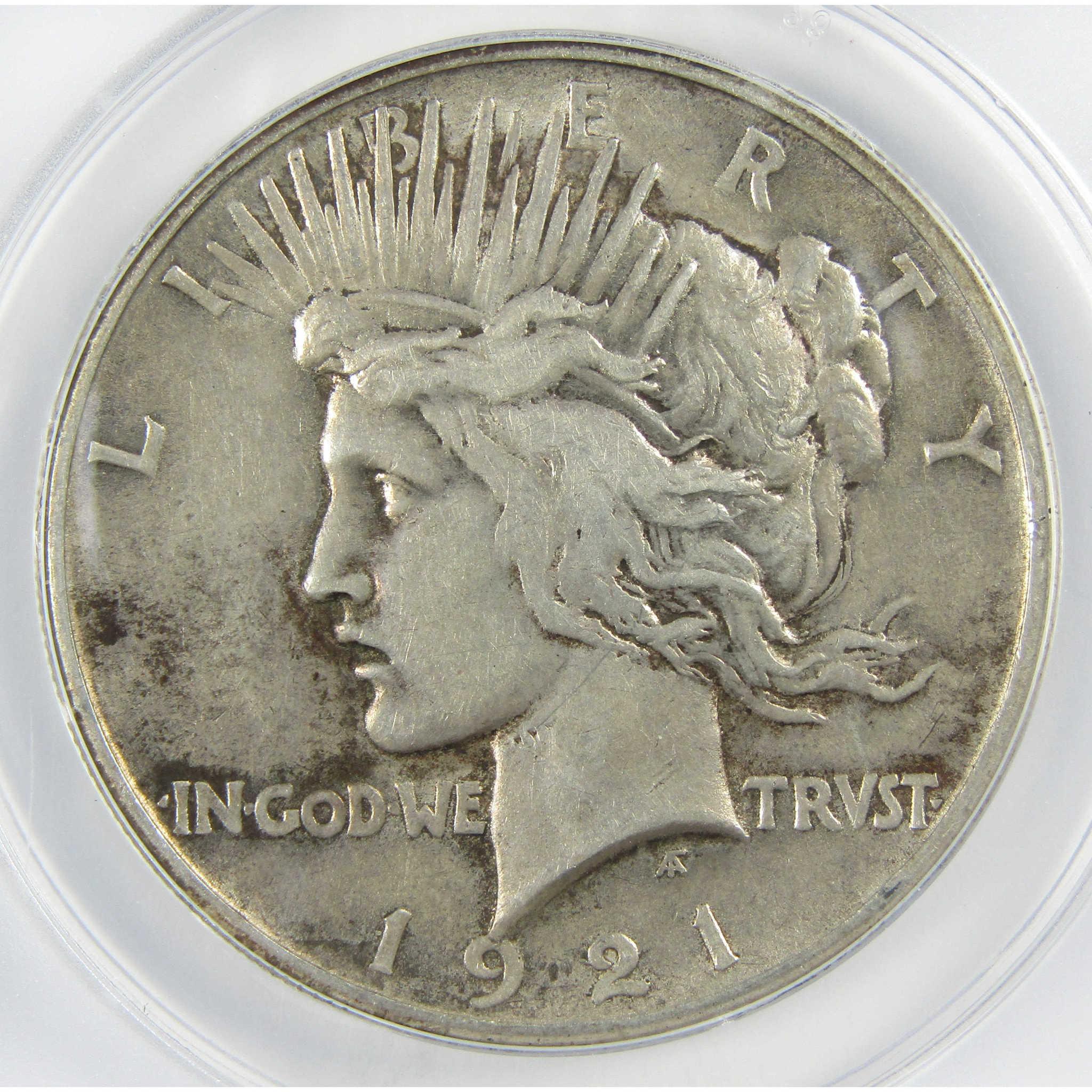 1921 High Relief Peace Silver Dollar EF 40 ANACS $1 Coin SKU:I25662