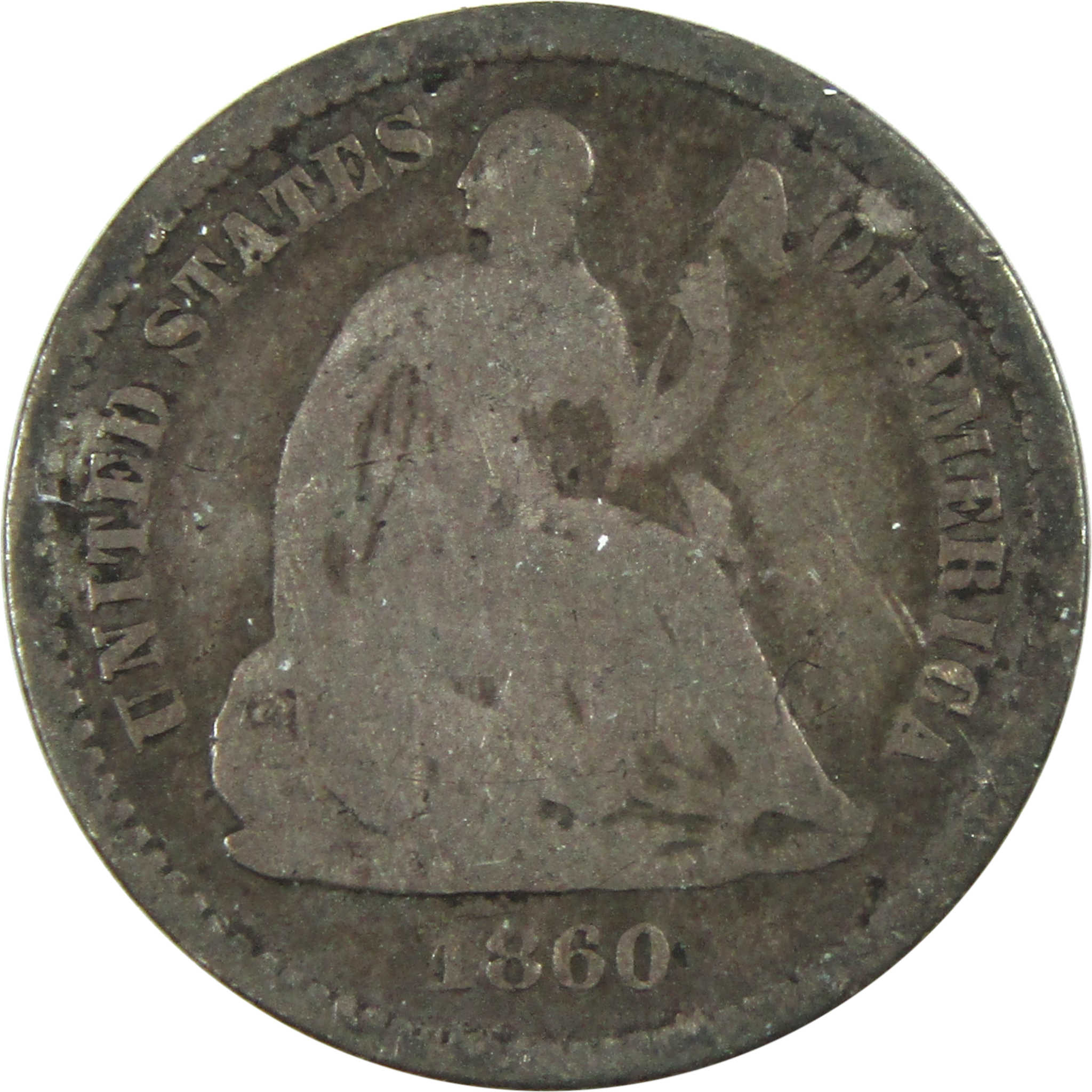 1860 O Seated Liberty Half Dime G Good Silver 5c Coin SKU:I13280