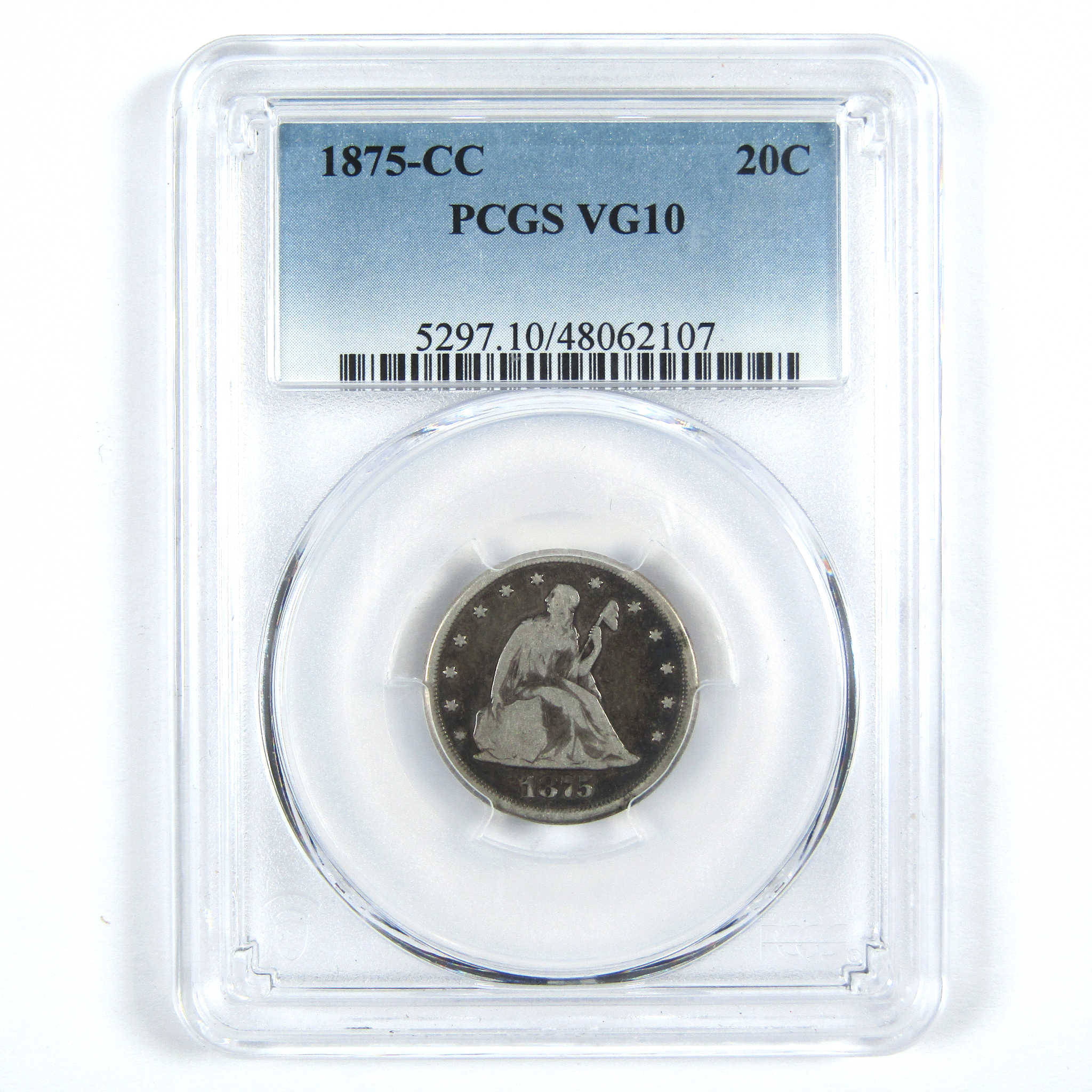 1875 CC Seated Liberty Twenty Cent VG 10 PCGS Silver 20c SKU:I14466