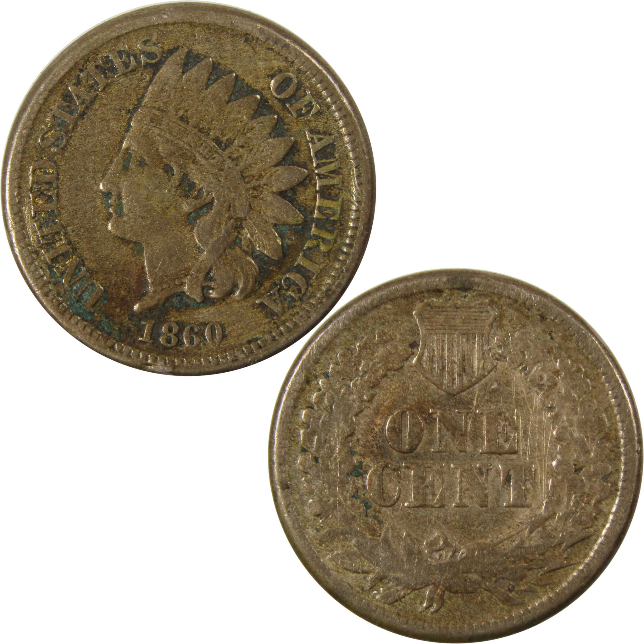 1860 Pointed Bust Indian Head Cent F Fine Details Penny SKU:CP1190