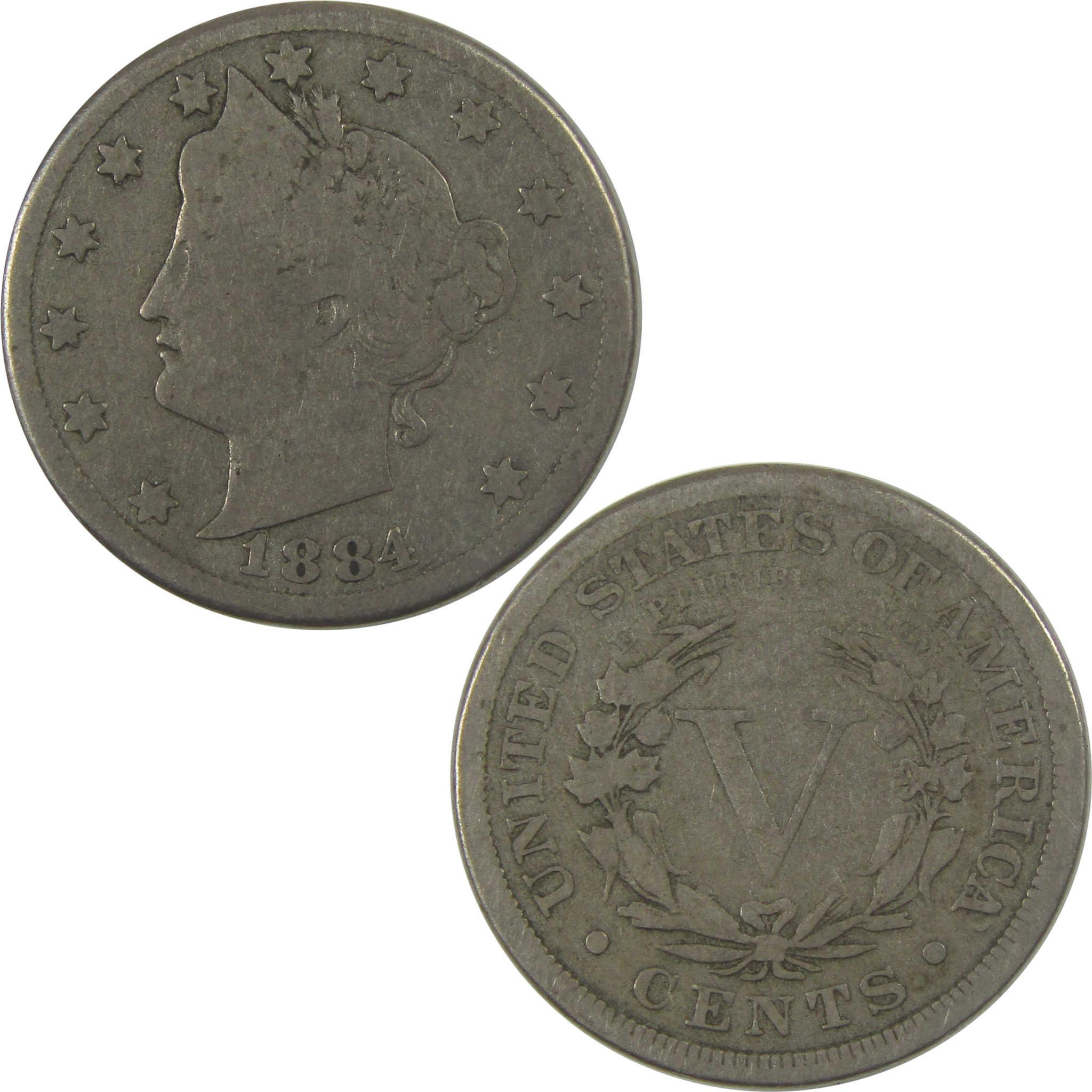 1884 Liberty Head V Nickel VG Very Good 5c Coin Collectible SKU:I23948