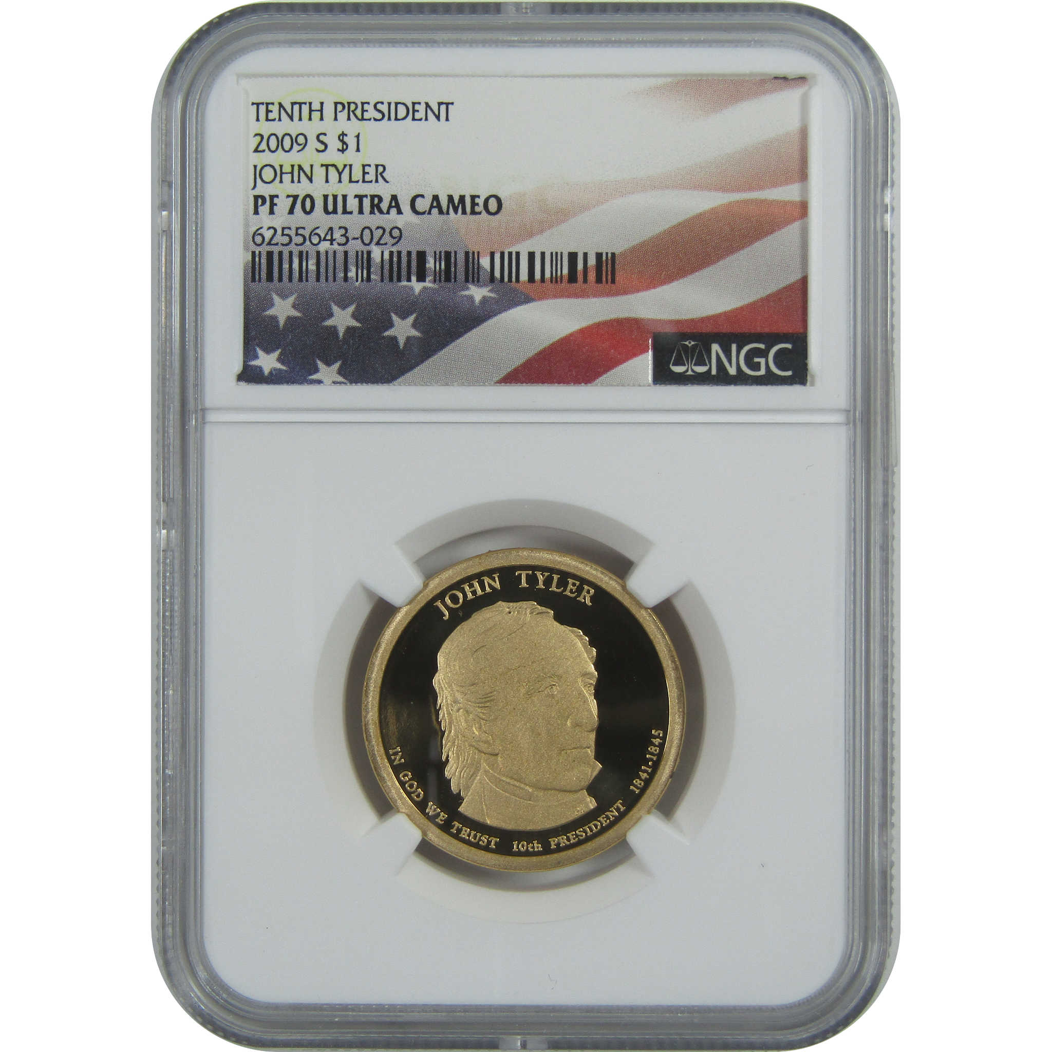 2009 S John Tyler Presidential Dollar PF 70 UCAM NGC SKU:CPC9251