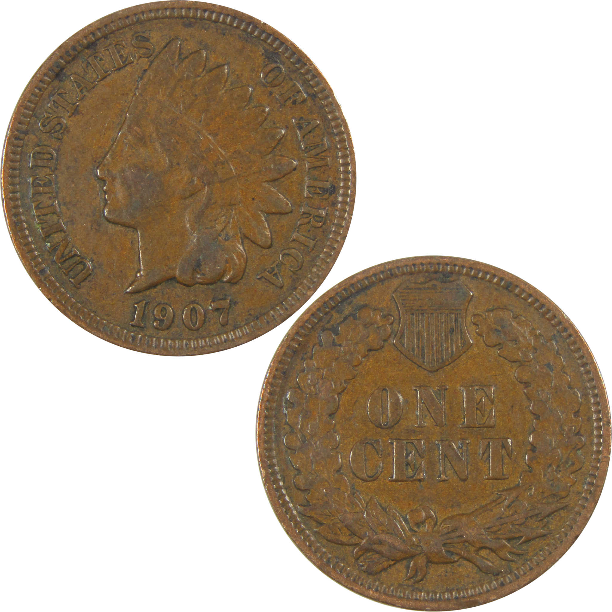 1907 Indian Head Cent XF EF Extremely Fine Penny 1c Coin SKU:I19573