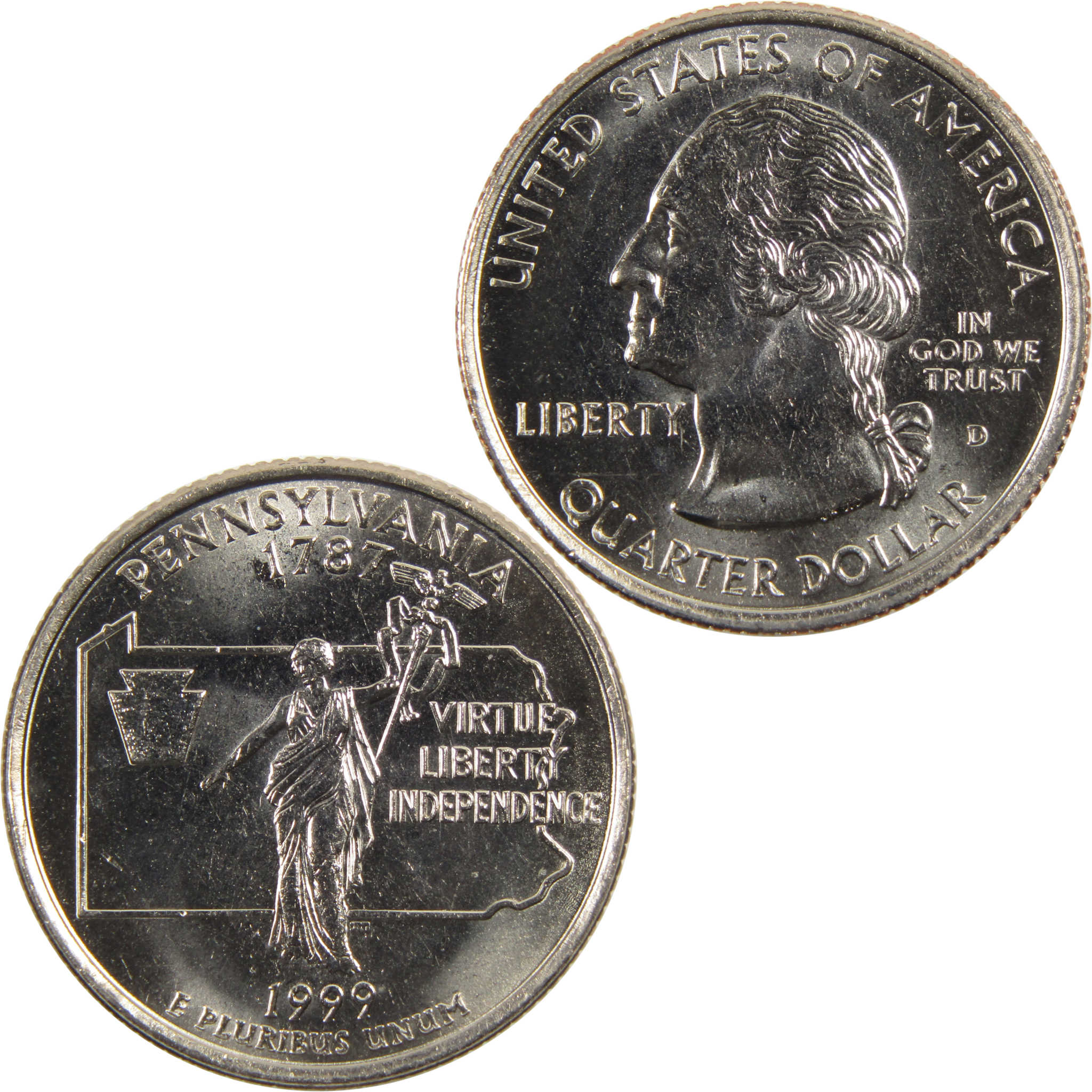 1999 D Pennsylvania State Quarter BU Uncirculated Clad 25c Coin