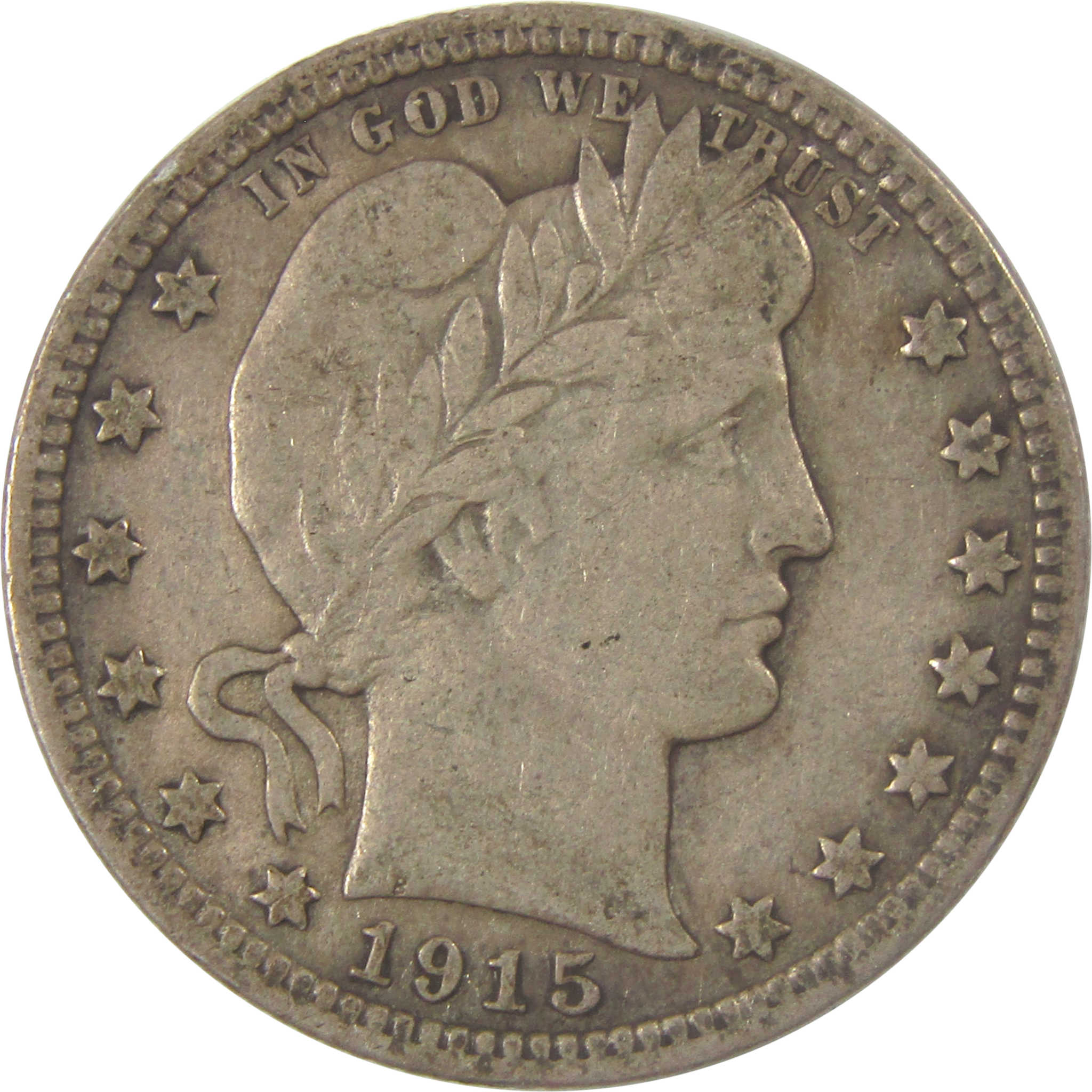 1915 Barber Silver Quarter VF Very Fine 25c Coin SKU:I24314