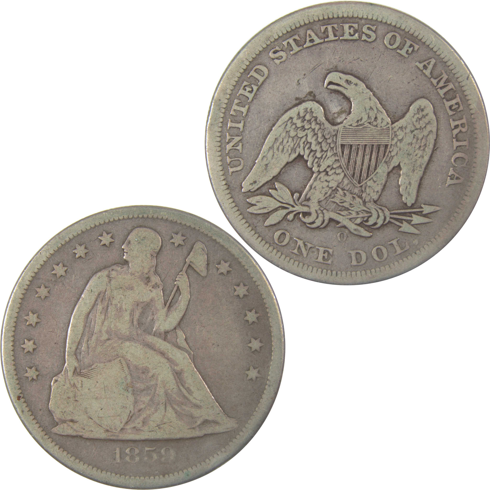 1859 O Seated Liberty Silver Dollar VG Very Good $1 Coin SKU:I24656