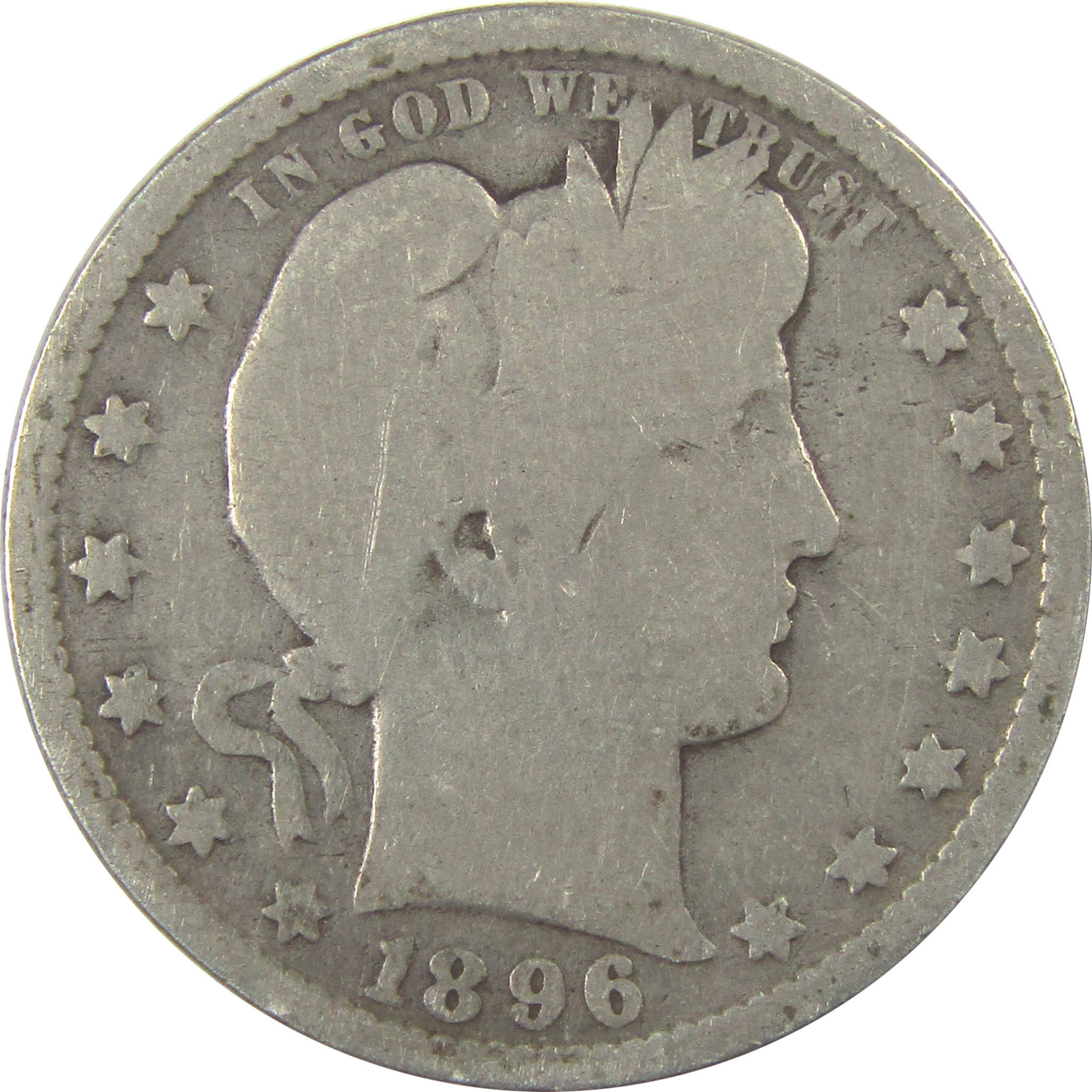 1896 O Barber Quarter G Good Silver 25c Coin SKU:I21865