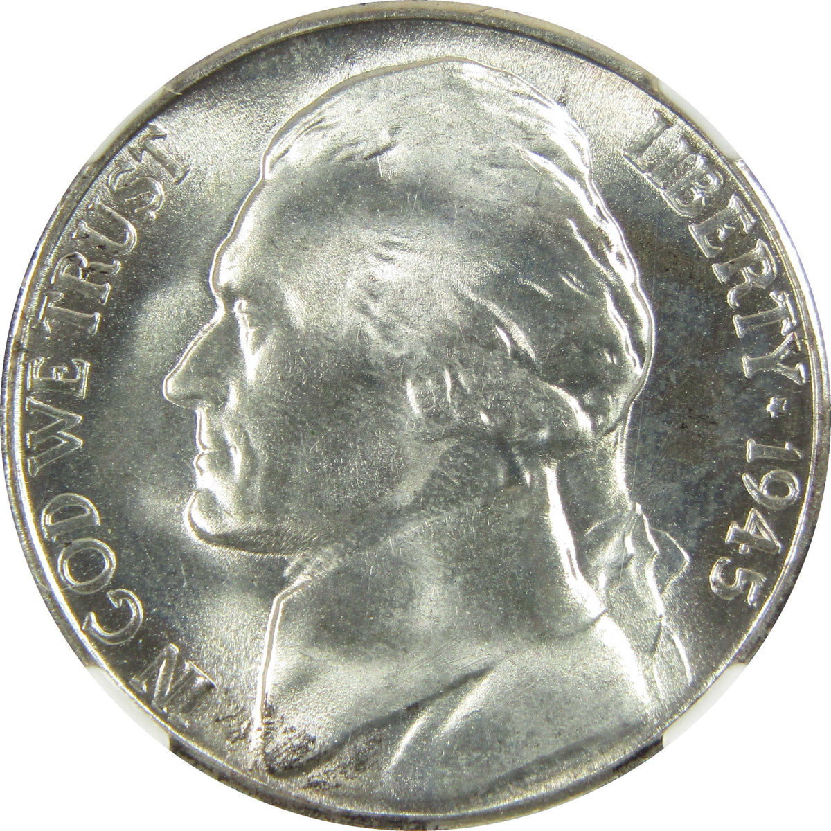 1945 S Jefferson Wartime Silver Nickel MS 67 NGC 5c Coin SKU:I28723