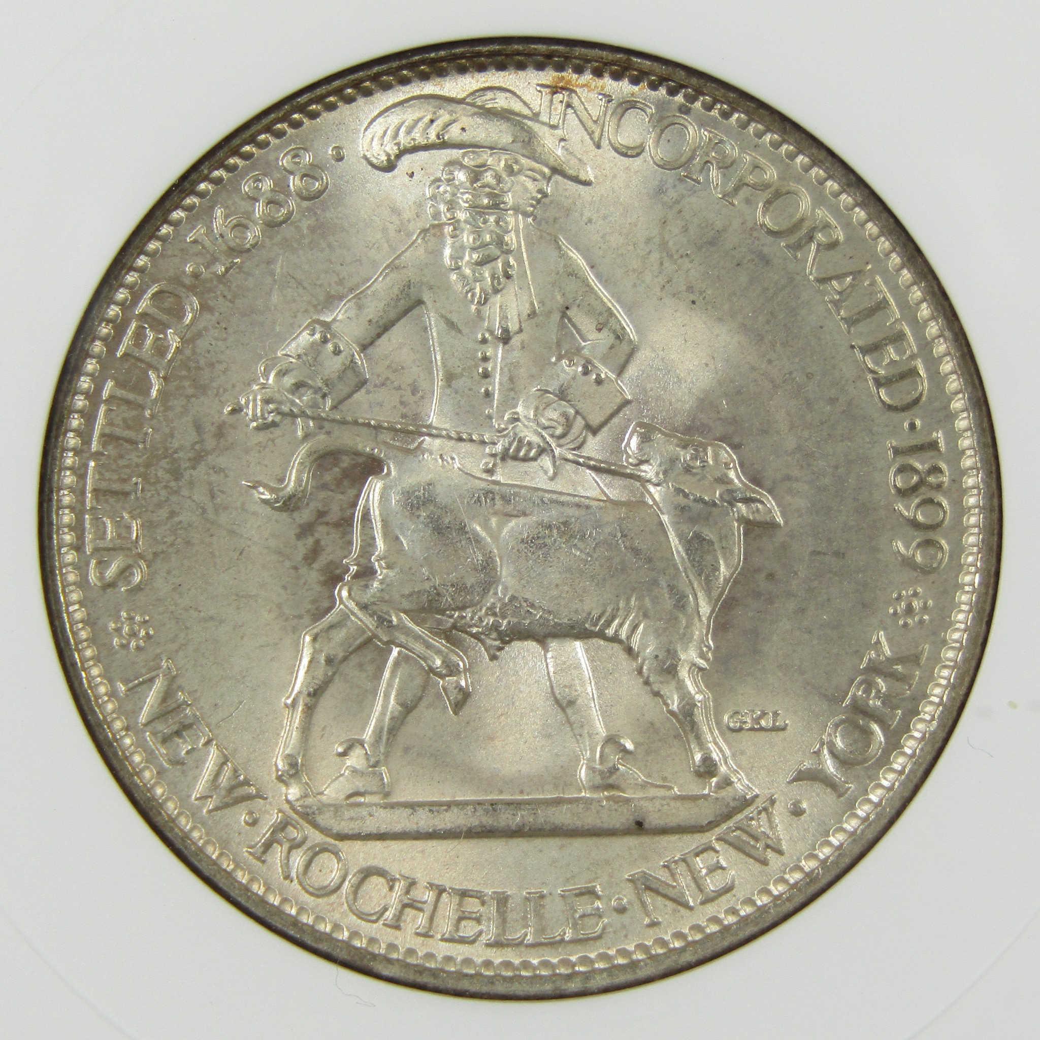 1938 New Rochelle New York Commemorative Silver 50C MS 65 ANACS