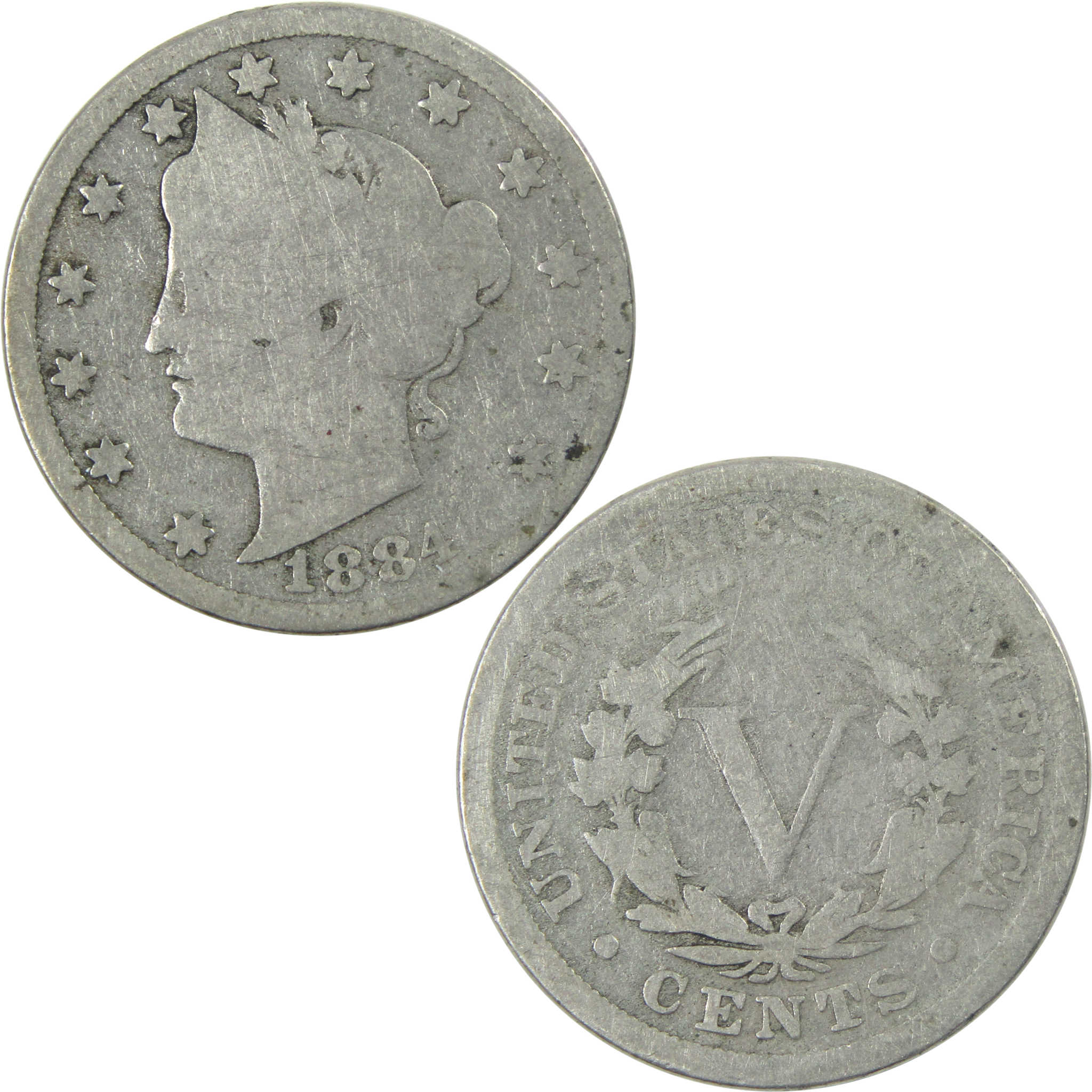 1884 Liberty Head V Nickel G Good Details 5c Coin SKU:I14005
