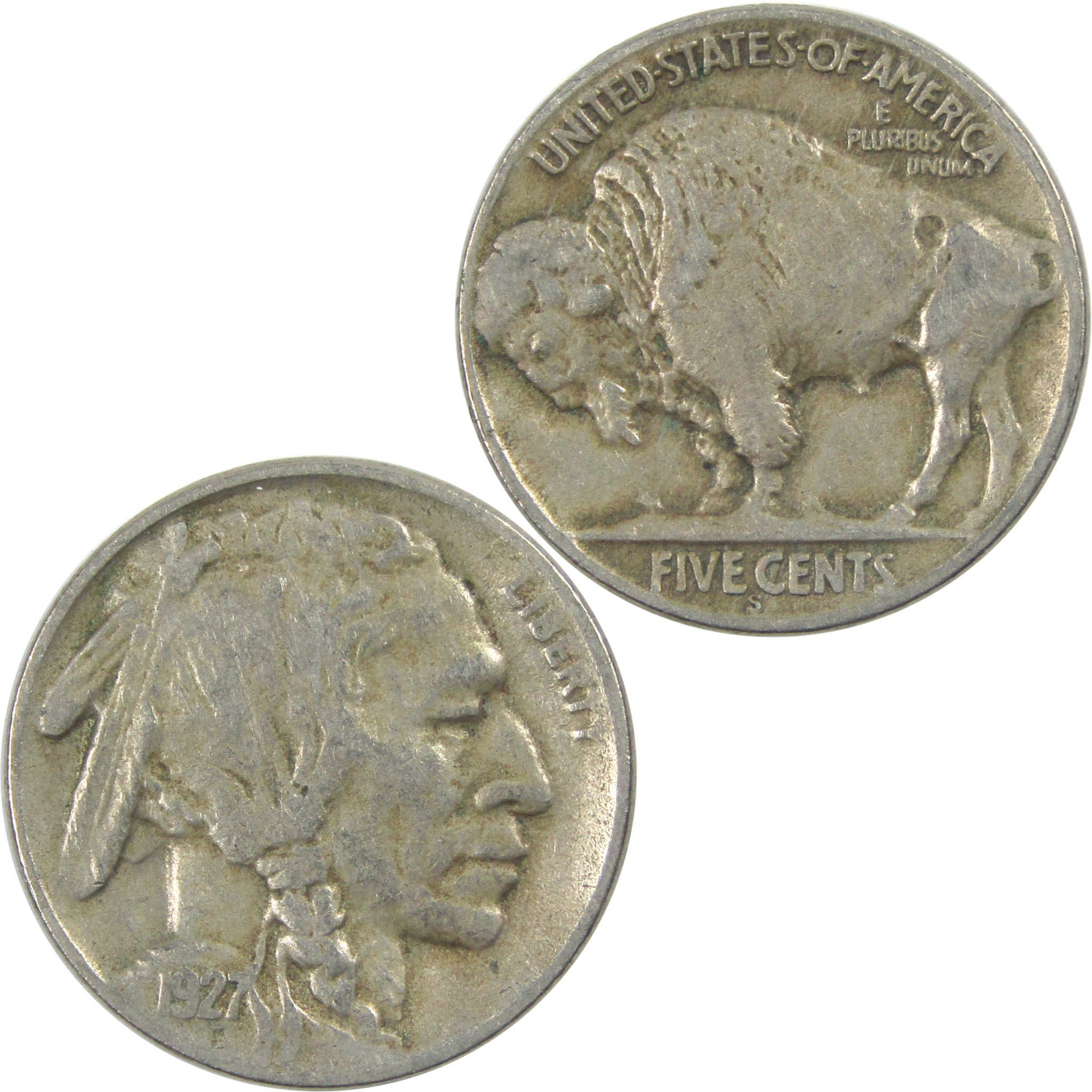 1927 S Indian Head Buffalo Nickel VF Very Fine 5c Coin SKU:I15355