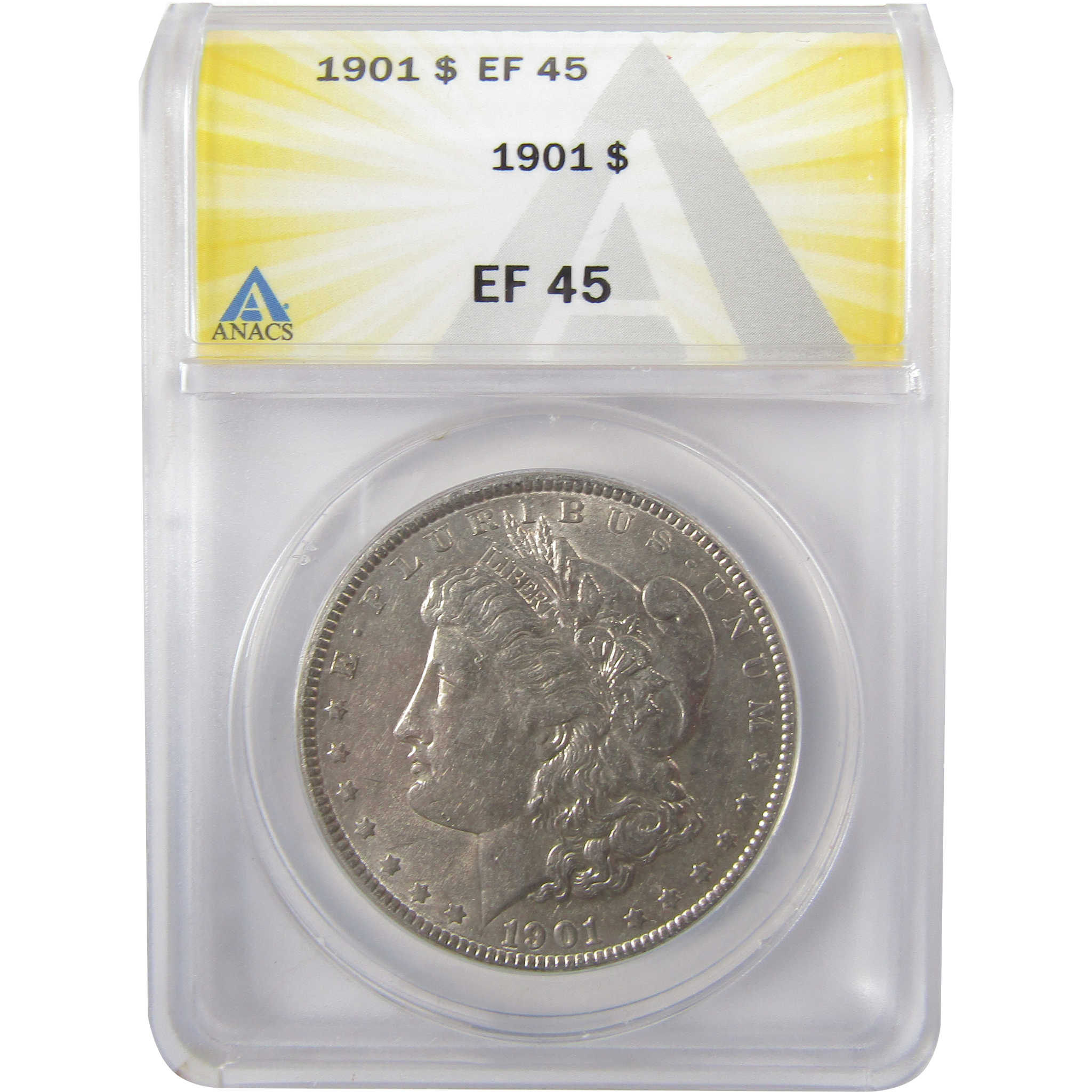 1901 Morgan Silver Dollar EF 45 ANACS $1 Coin Collectible SKU:I25660 - Morgan coin - Morgan silver dollar - Morgan silver dollar for sale - Profile Coins &amp; Collectibles