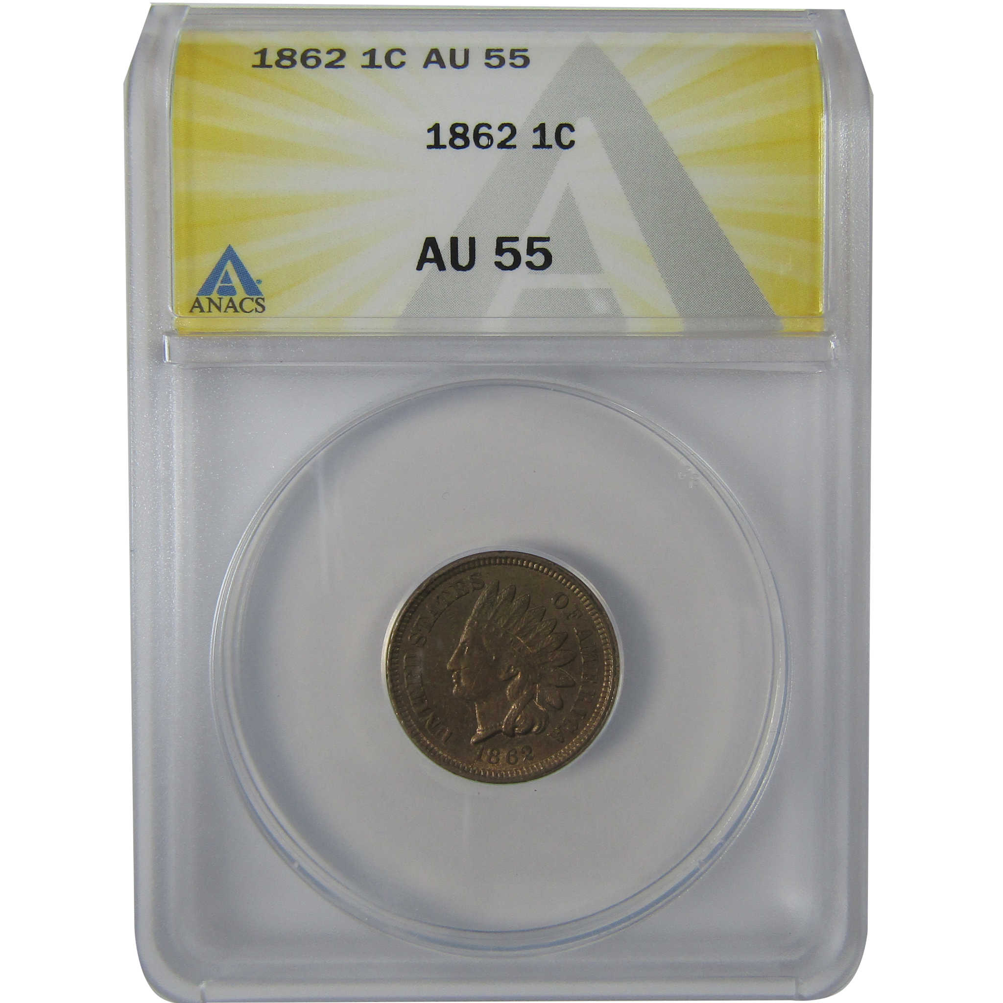 1862 Indian Head Cent AU 55 ANACS Penny 1c Coin Collectible SKU:I23662