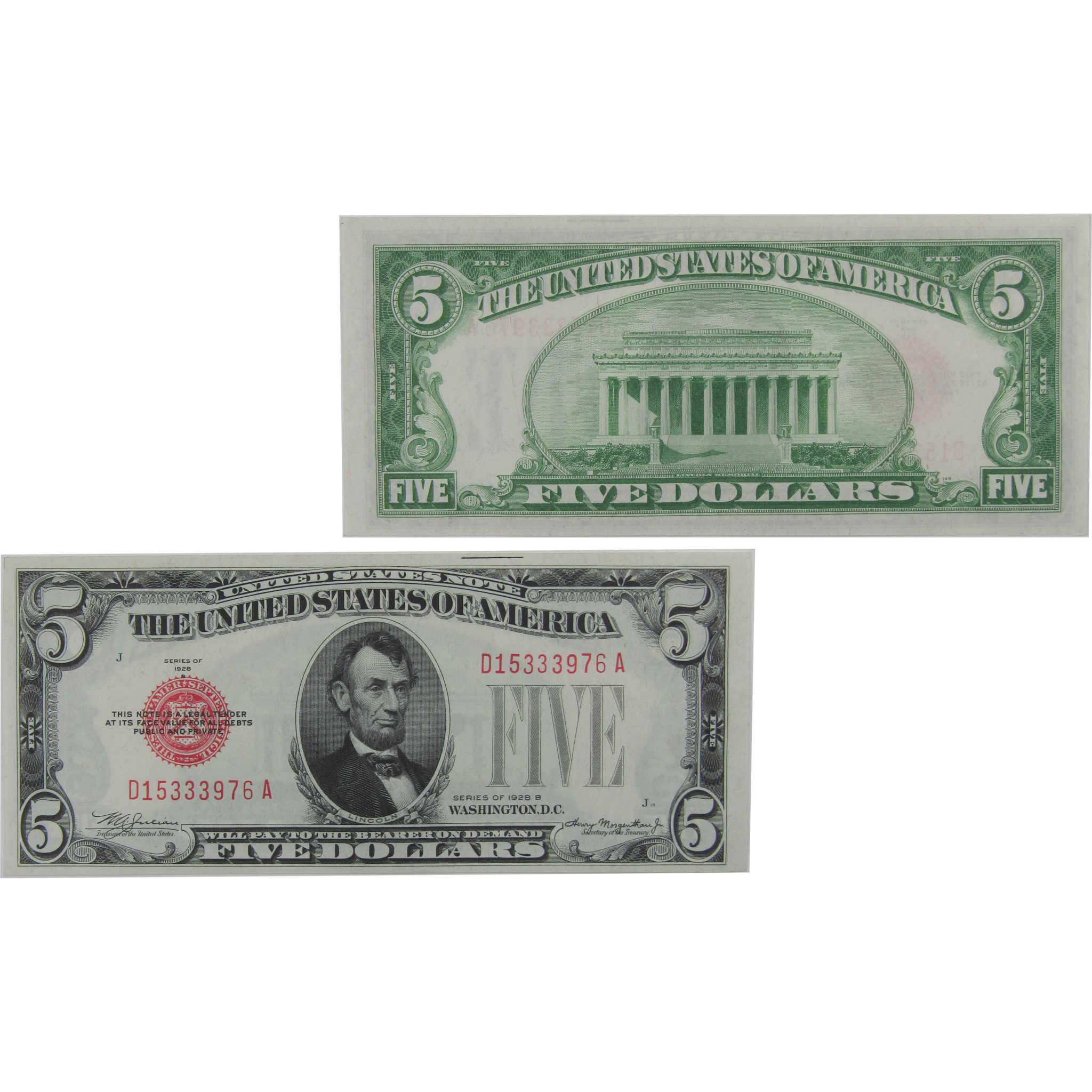 1928 B $5 Small Size Legal Tender Note CU Crisp Uncirculated Currency