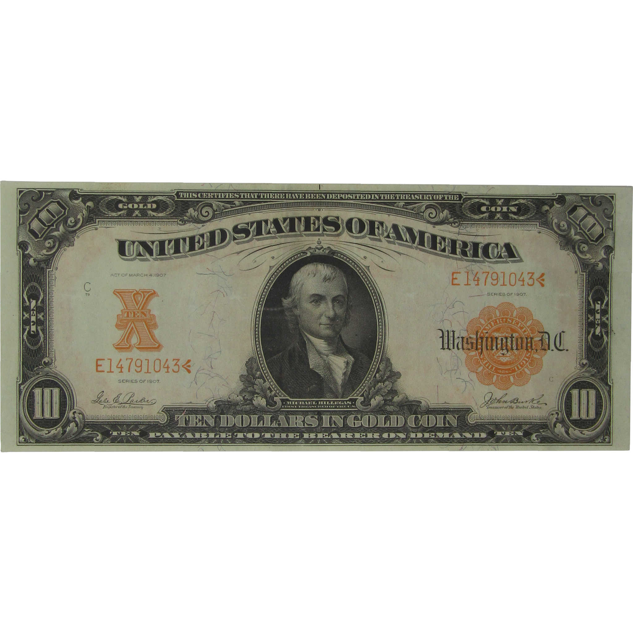 1907 $10 Large Size Gold Certificate Fr 1171 Choice Very Fine 35 PMG
