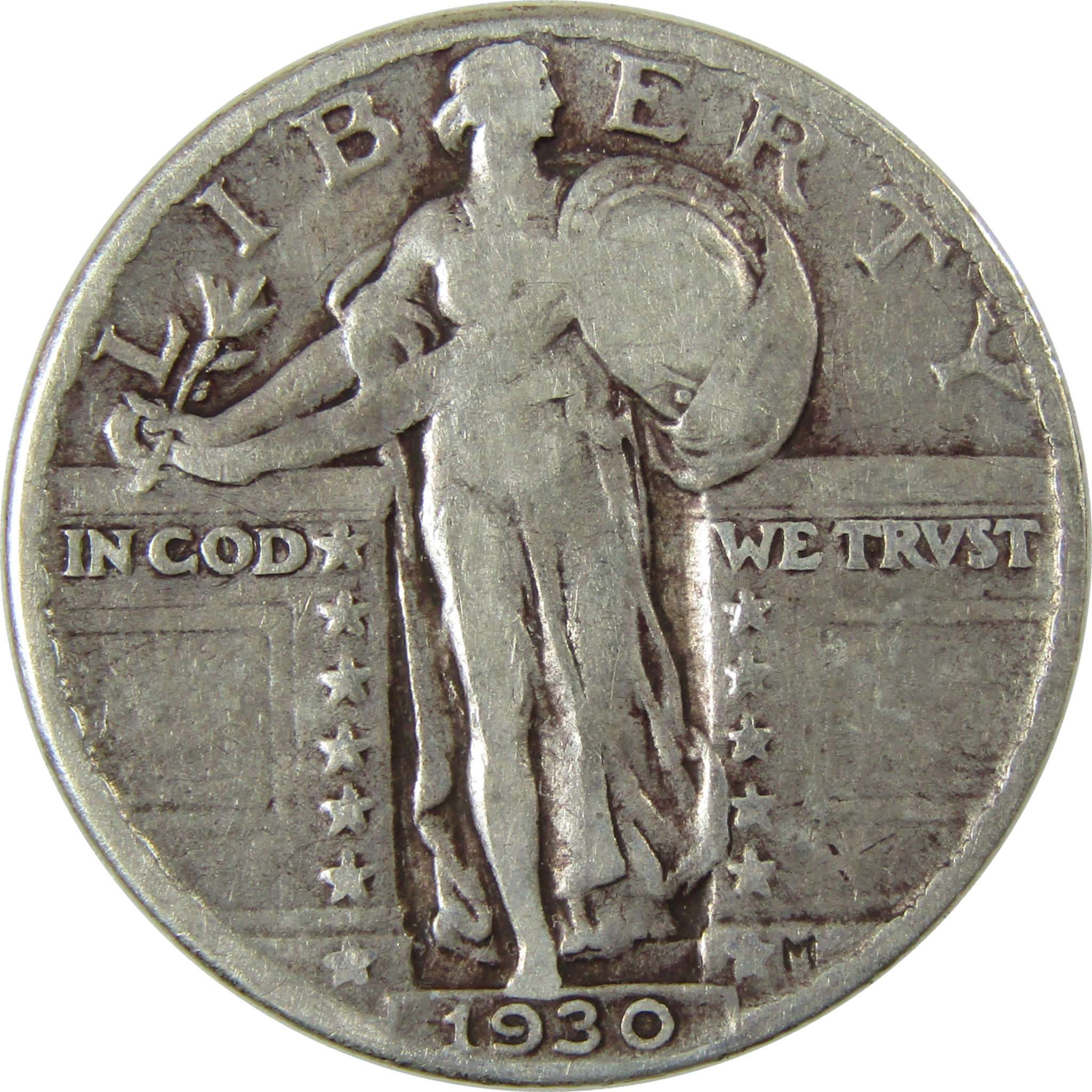 1930 Standing Liberty Silver Quarter F Fine 25c Coin SKU:CP1581