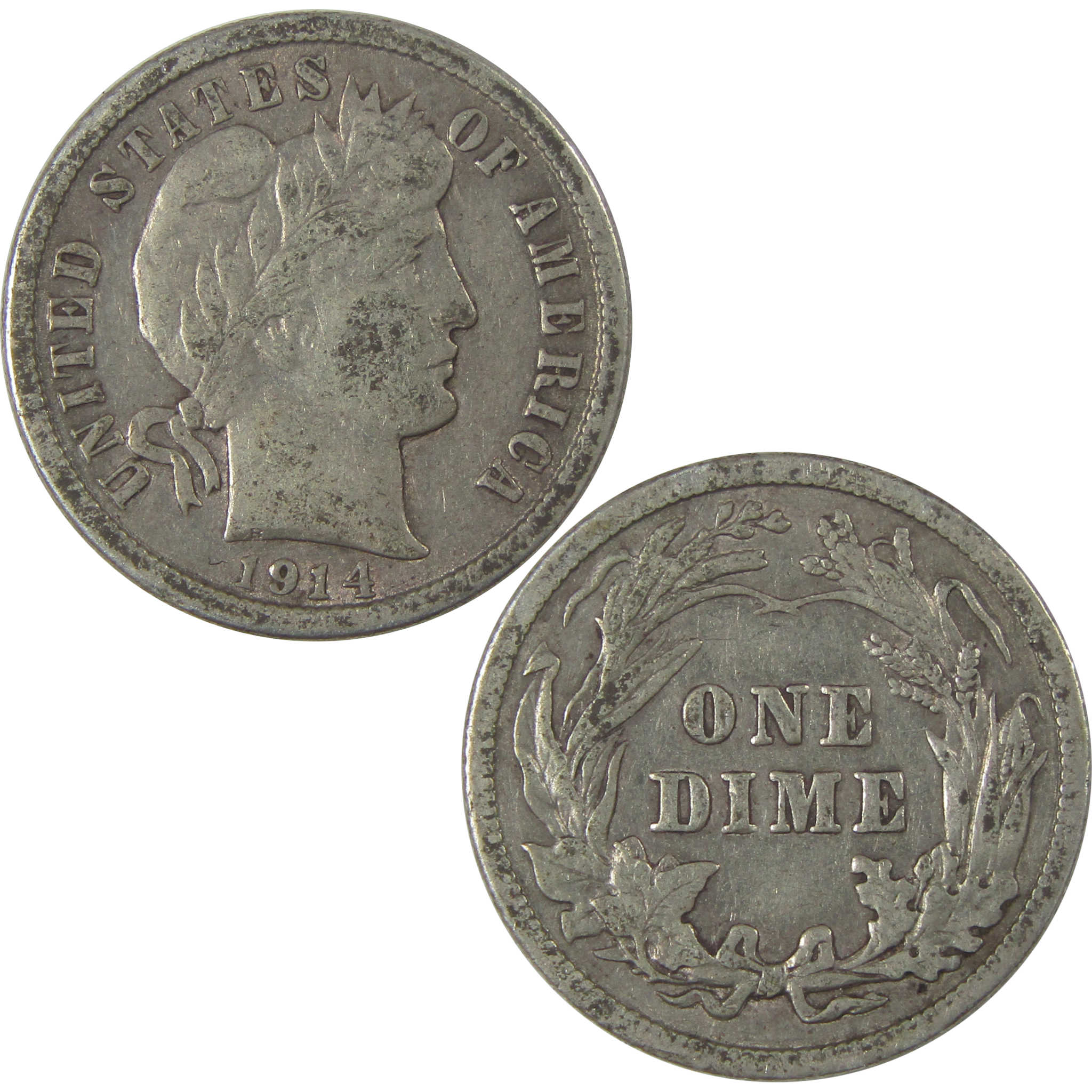 1914 Barber Dime XF EF Extremely Fine Silver 10c Coin SKU:I21106