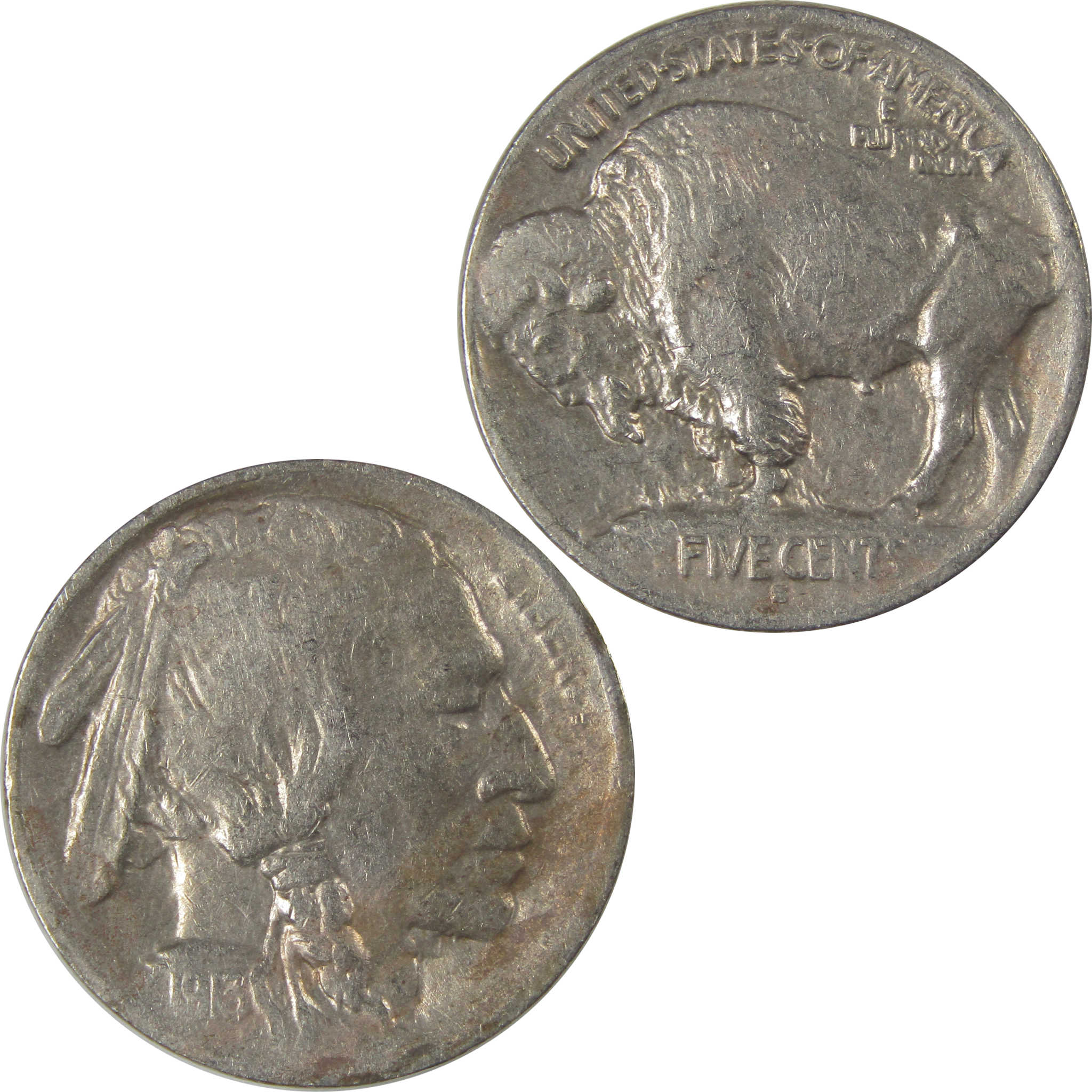 1913 S Type 1 Buffalo Nickel VF Very Fine Details 5c Coin SKU:I22878
