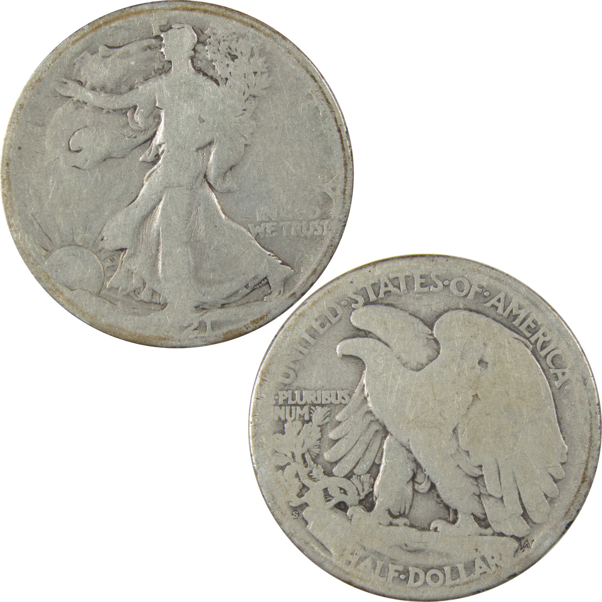 1921 S Liberty Walking Silver Half Dollar AG About Good SKU:I24108