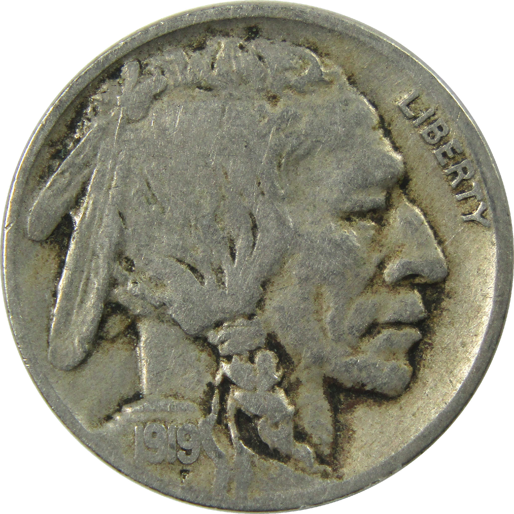 1919 Indian Head Buffalo Nickel F Fine 5c Coin SKU:I12622