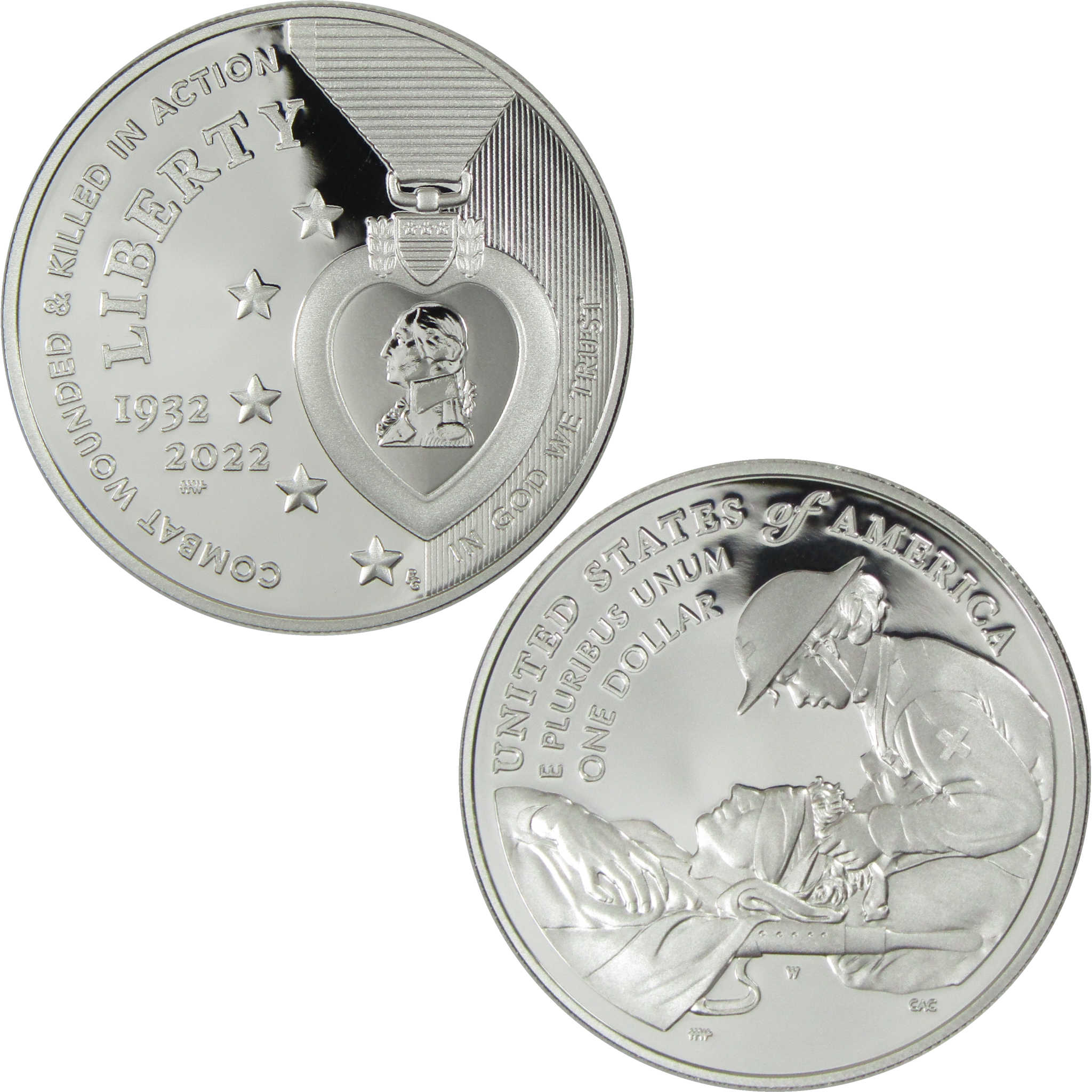 2022 W National Purple Heart Commemorative Silver Dollar Proof $1 Coin
