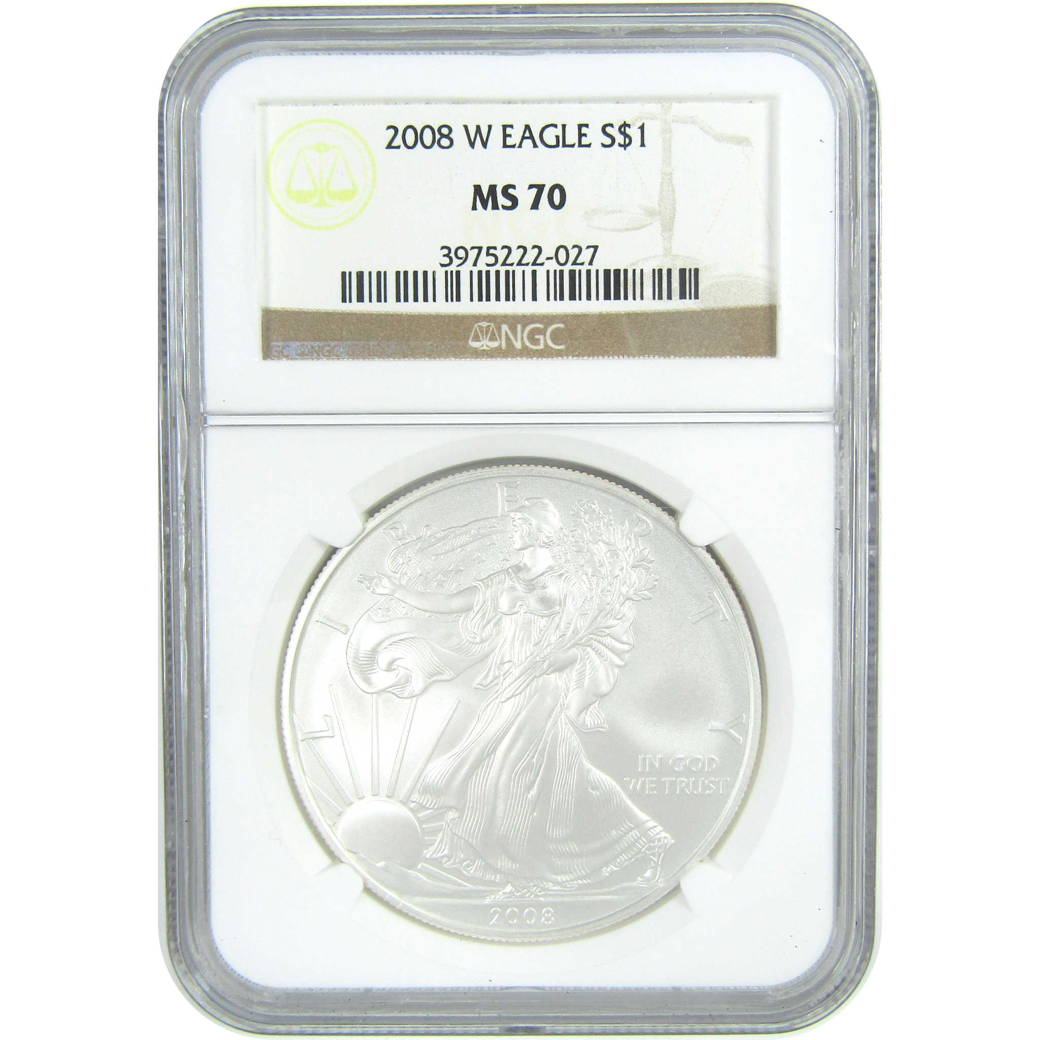 2008 W American Silver Eagle MS 70 NGC Burnished $1 SKU:CPC9564