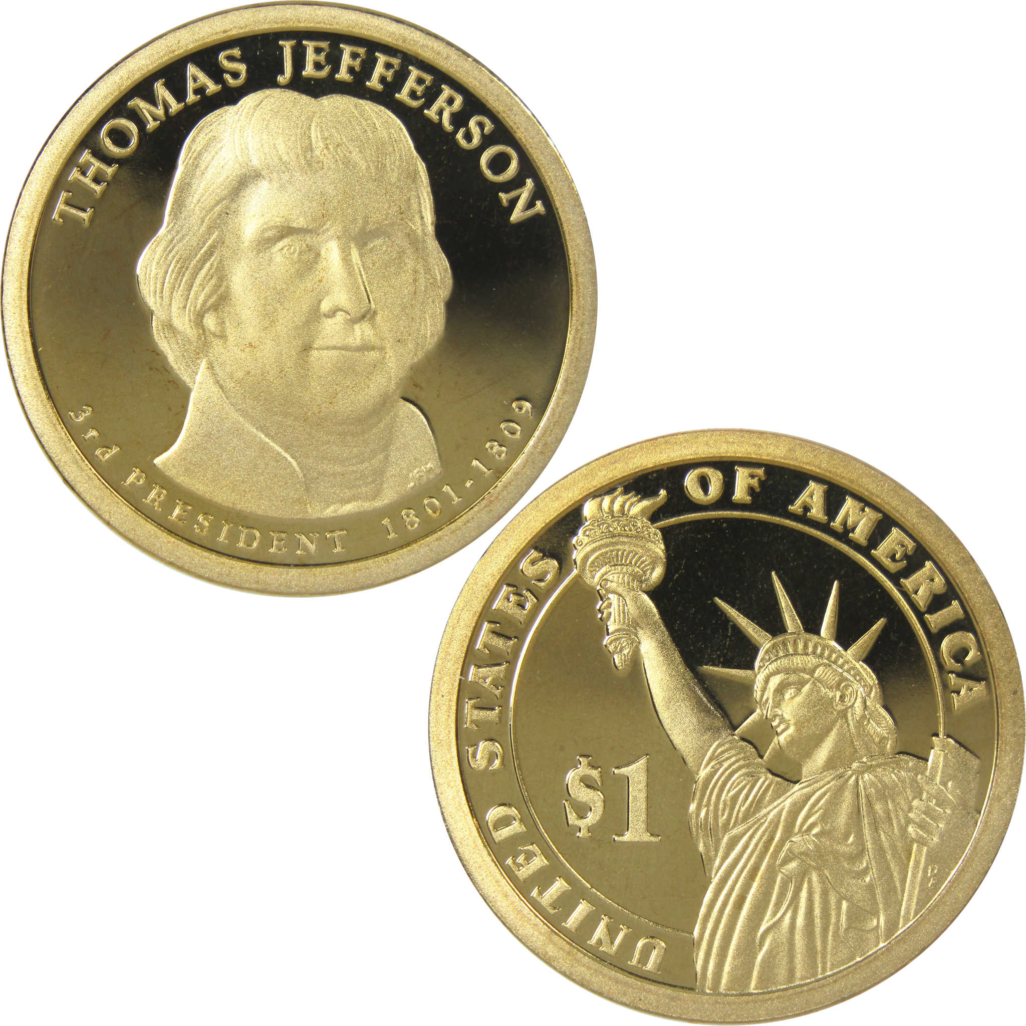 2007 S Thomas Jefferson Presidential Dollar Choice Proof $1 Coin