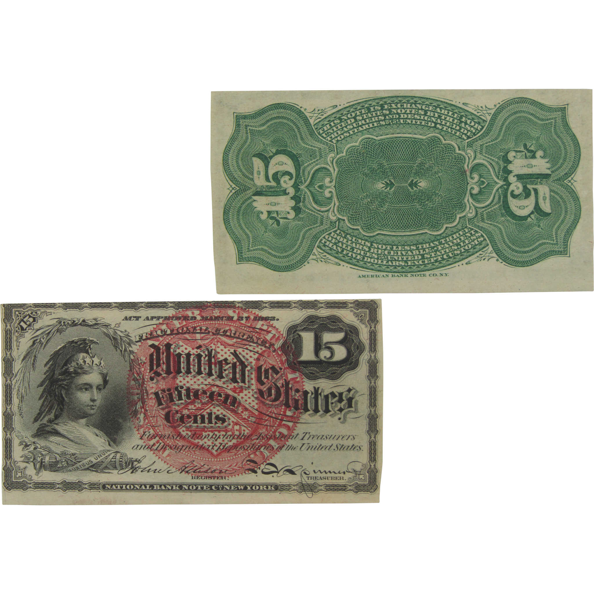 15c Fractional Note Fourth Issue Fr 1269 CU Crisp Uncirculated