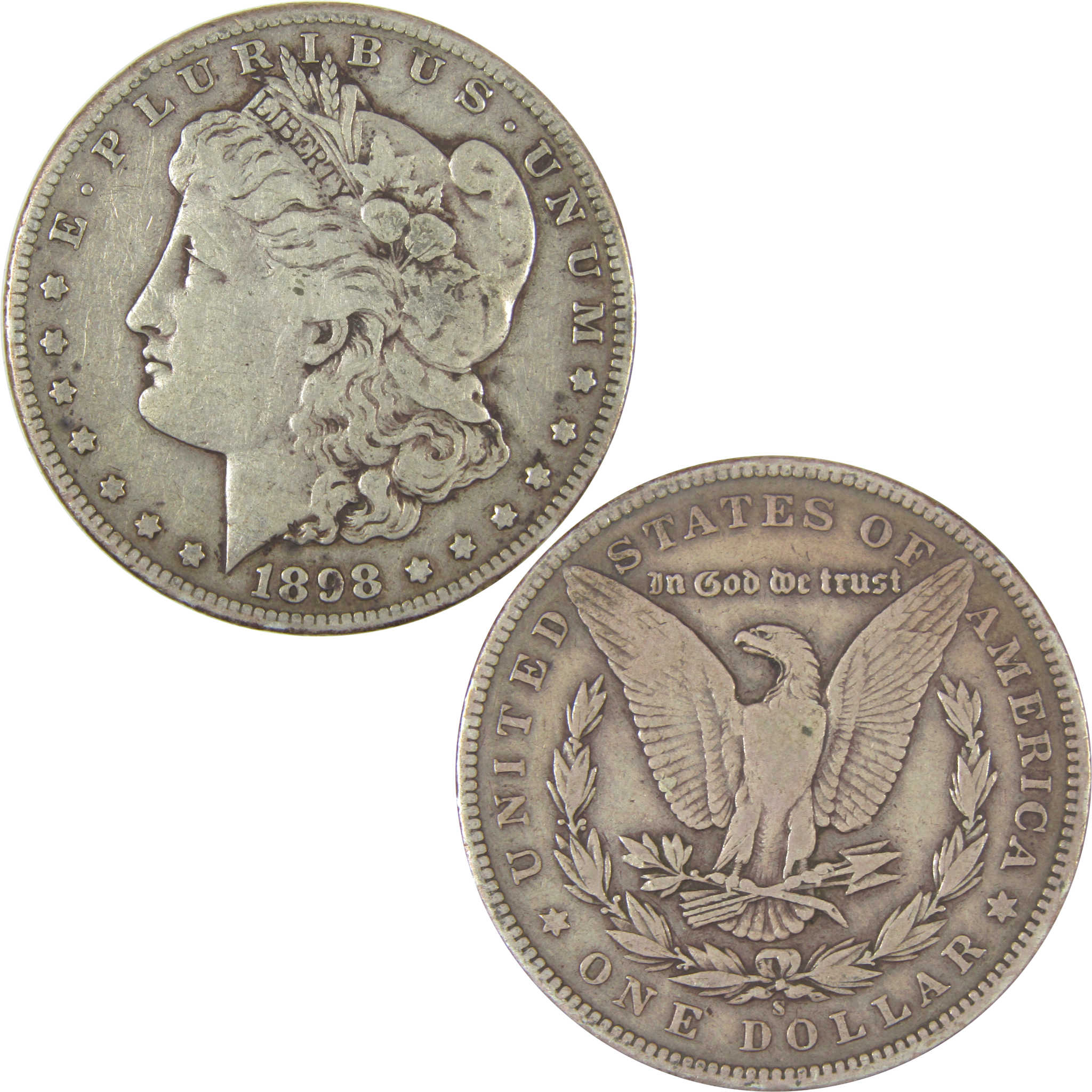 1898 S Morgan Dollar F Fine Silver $1 Coin SKU:I22561 - Morgan coin - Morgan silver dollar - Morgan silver dollar for sale - Profile Coins &amp; Collectibles