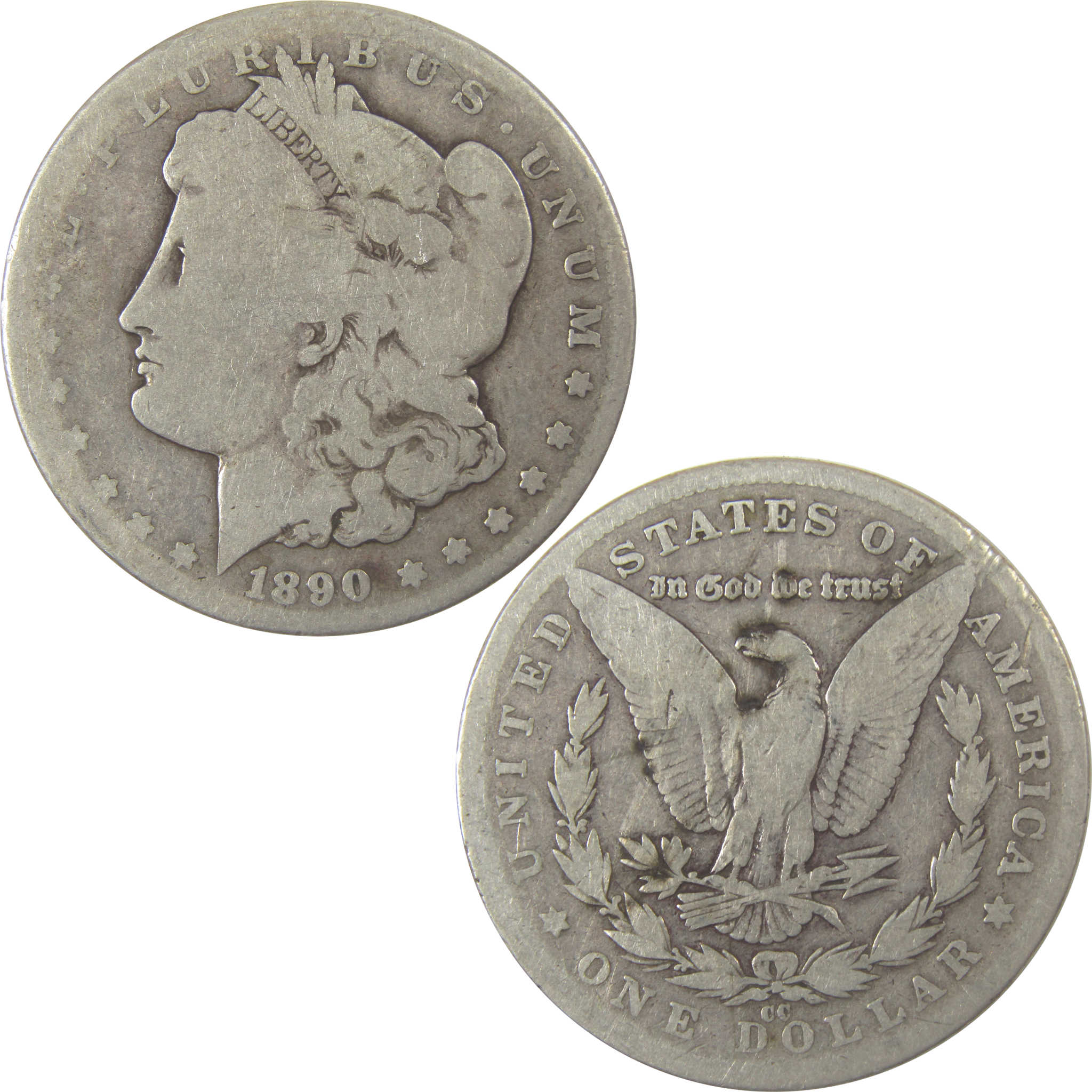 1890 CC Morgan Silver Dollar G Good $1 Coin Collectible SKU:I23388 - Morgan coin - Morgan silver dollar - Morgan silver dollar for sale - Profile Coins &amp; Collectibles