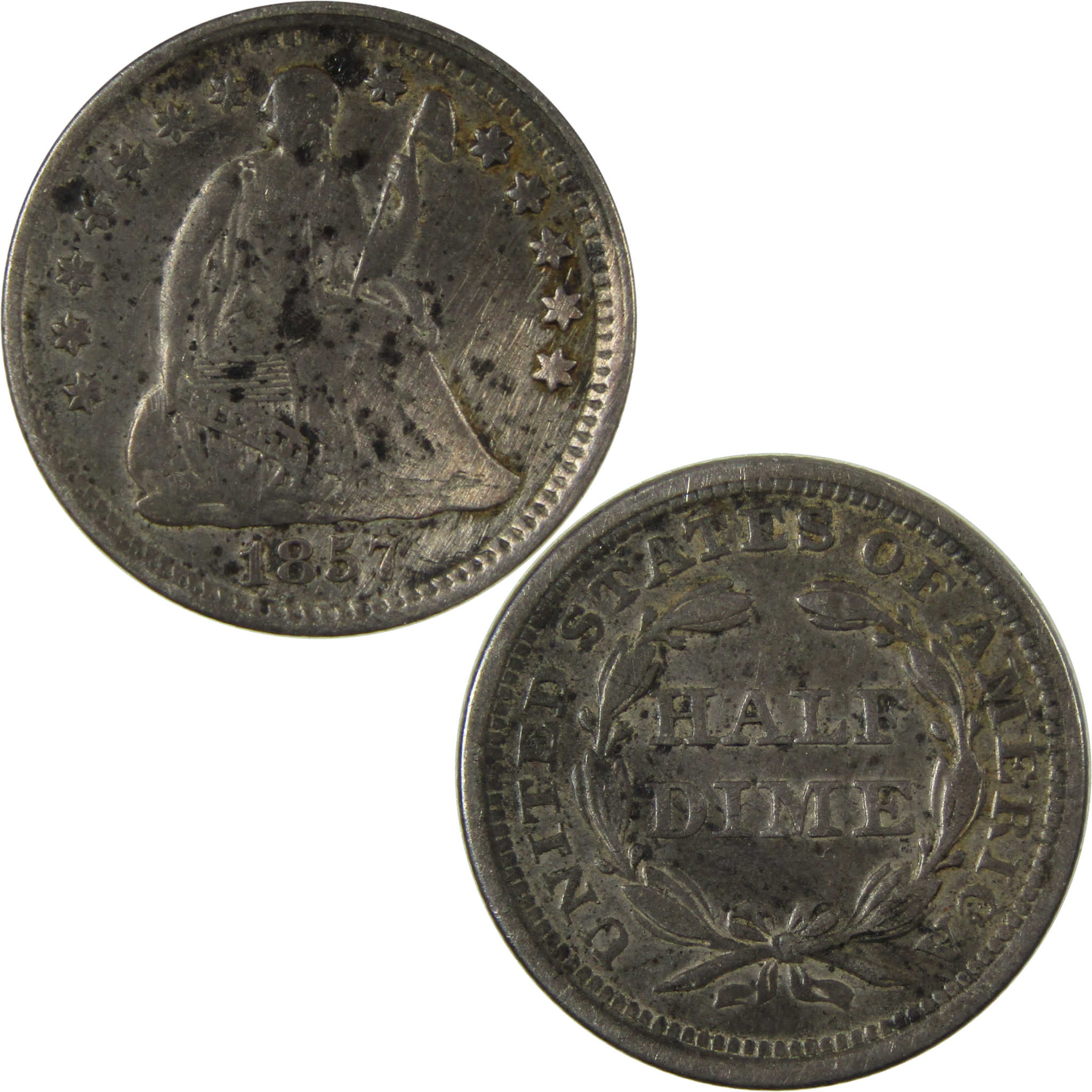 1857 Seated Liberty Silver Half Dime VF Very Fine Details SKU:I28496