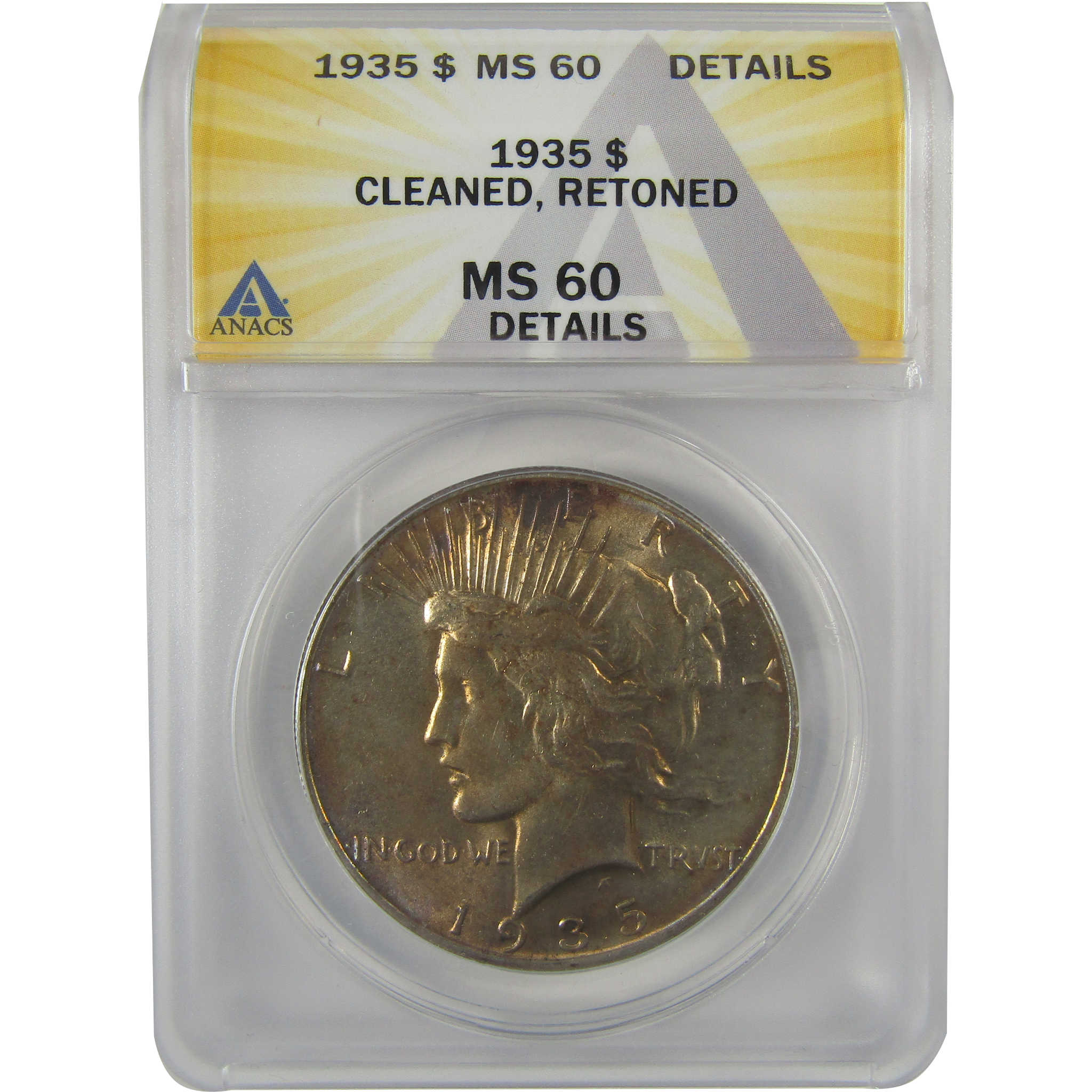 1935 Peace Dollar MS 60 Details ANACS Silver Uncirculated SKU:I21621