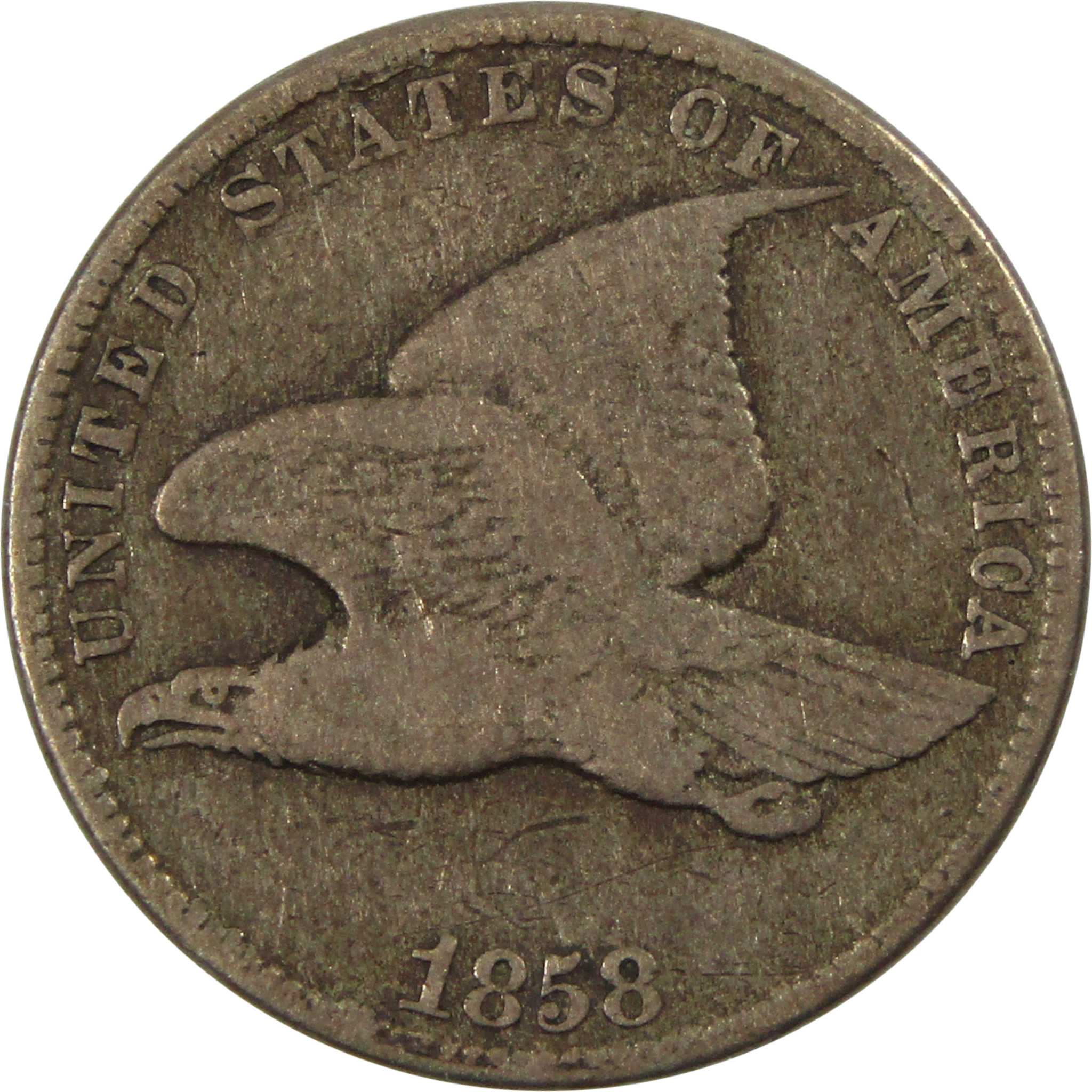 1858 Small Letters Flying Eagle Cent F Fine Copper-Nickel SKU:I13826