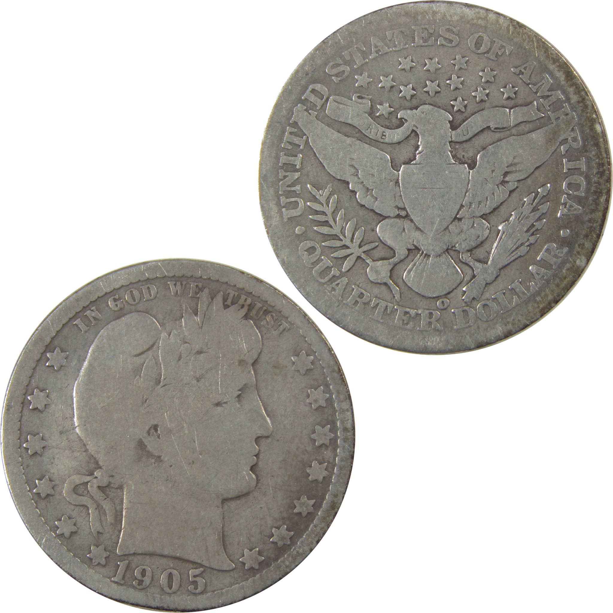 1905 O Barber Quarter G Good Details Silver 25c Coin SKU:I21830