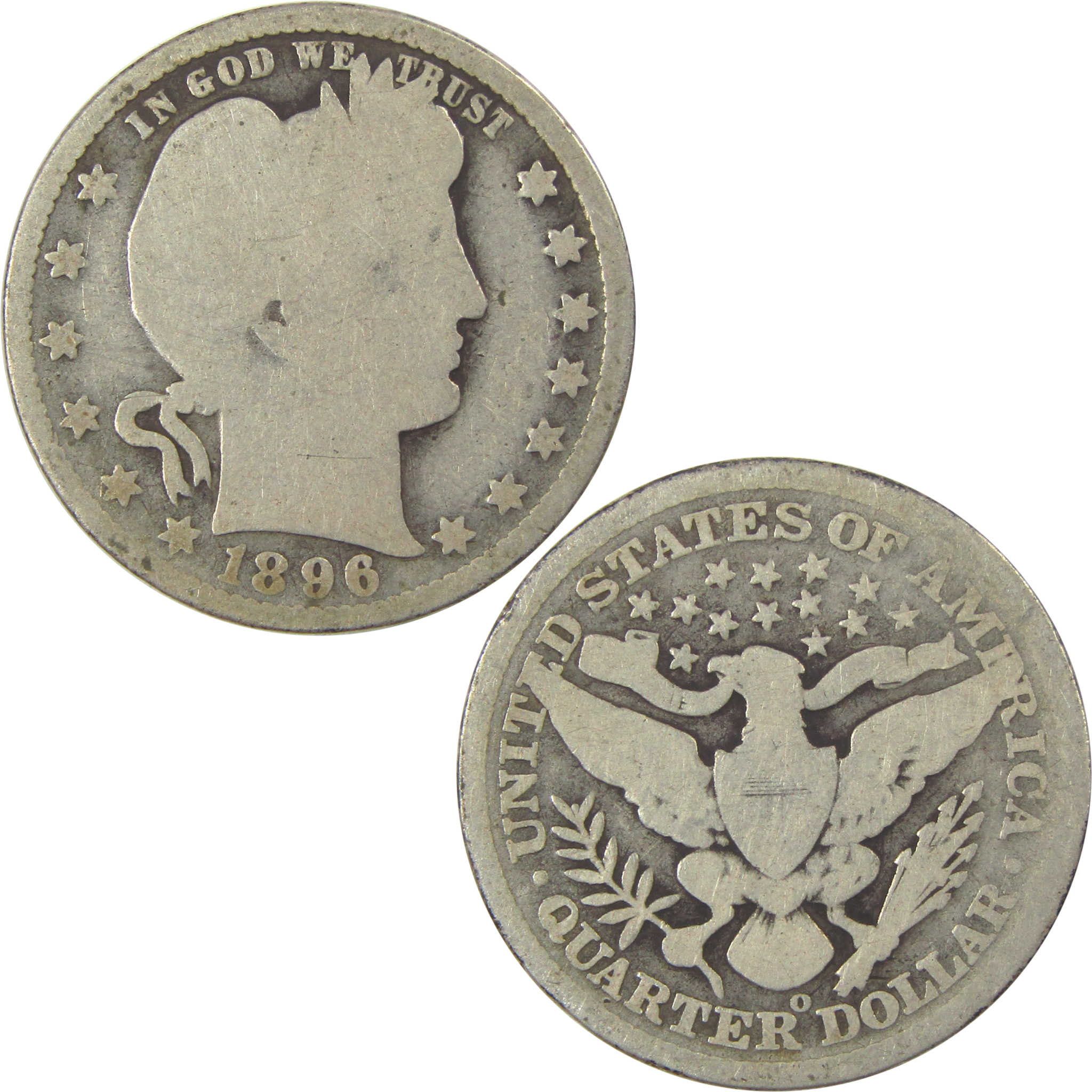 1896 O Barber Quarter G Good Silver 25c Coin SKU:I21859