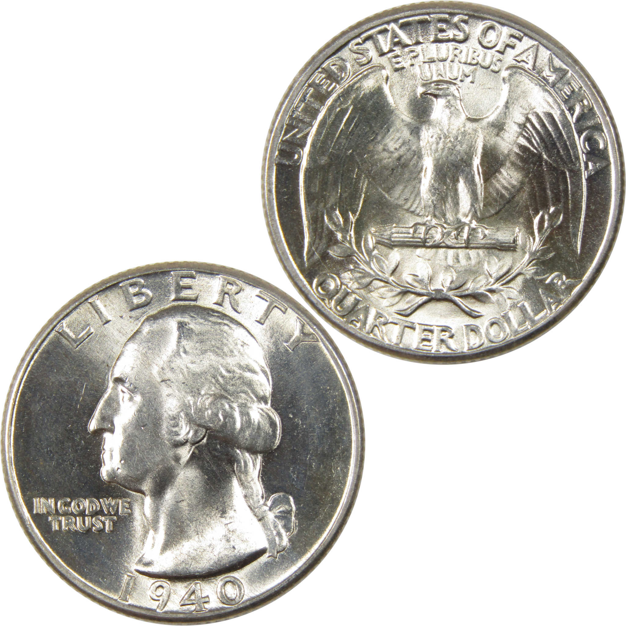 1940 Washington Quarter BU Uncirculated Silver 25c Coin