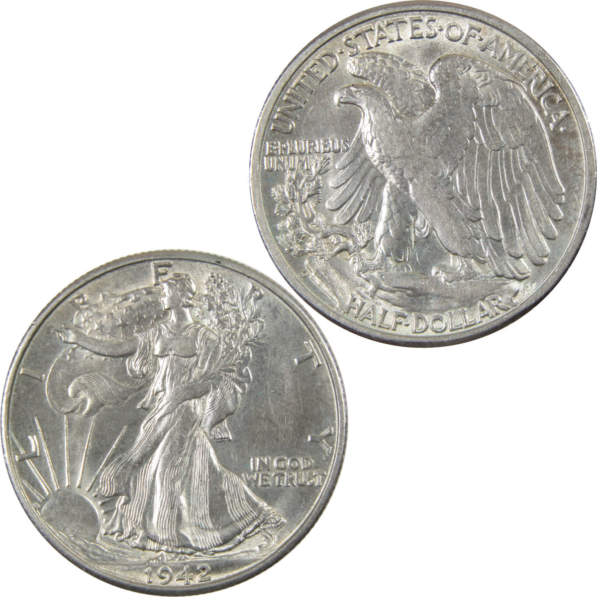 1942 D Liberty Walking Silver 50c Borderline Uncirculated SKU:I28675