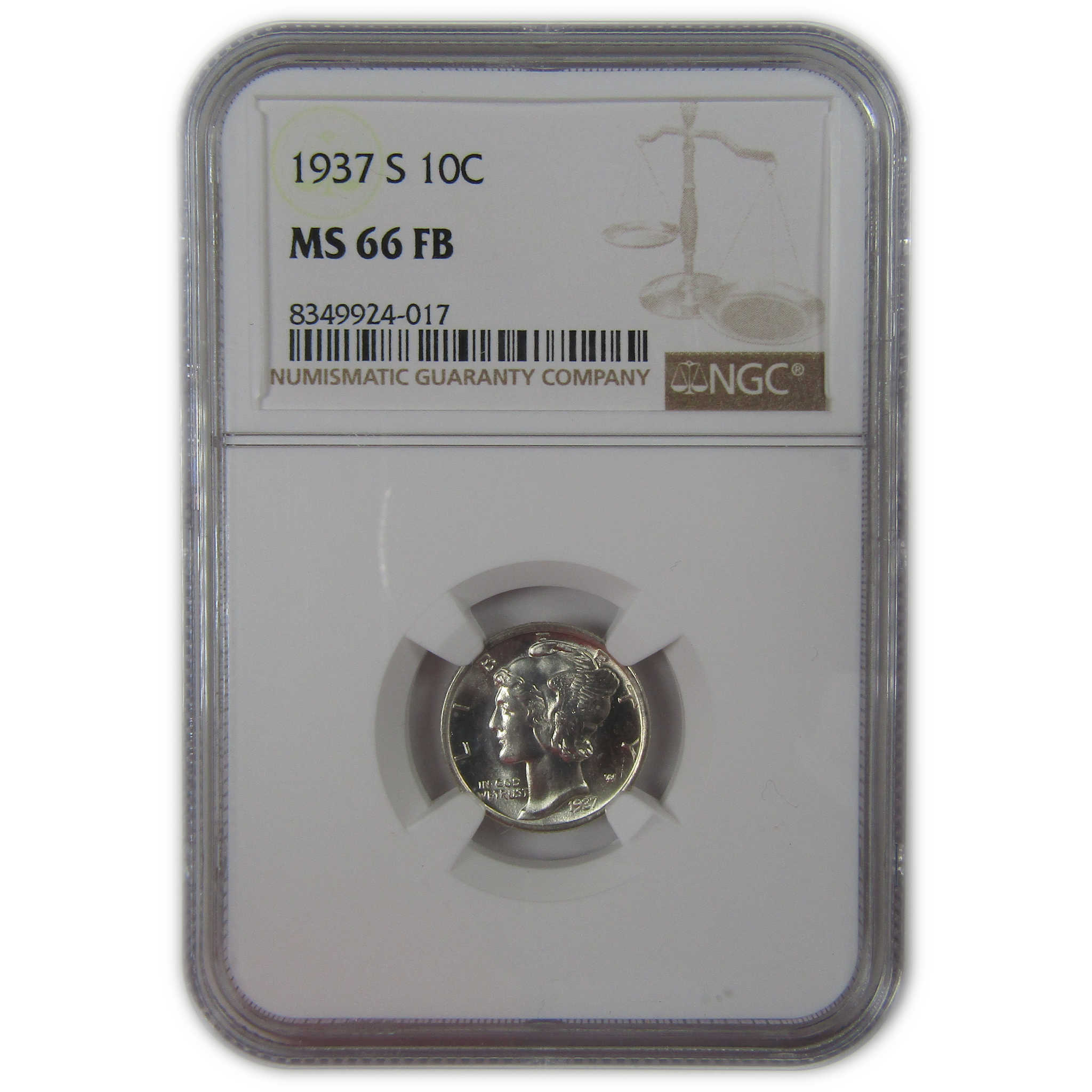 1937 S Mercury Dime MS 66 FB NGC Silver Uncirculated SKU:I23198