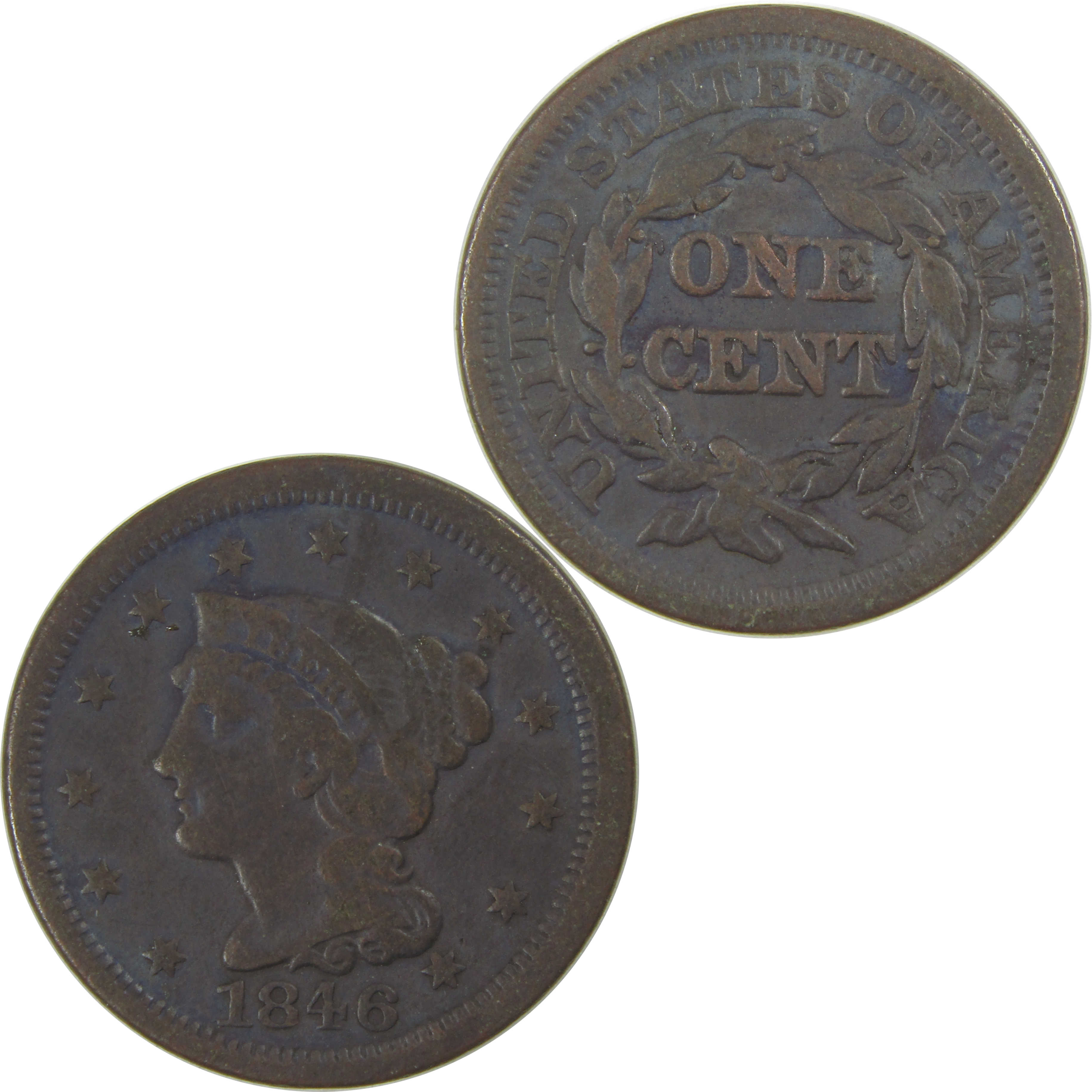 1846 Small Date Braided Hair Large Cent F Fine Copper SKU:CPC0779