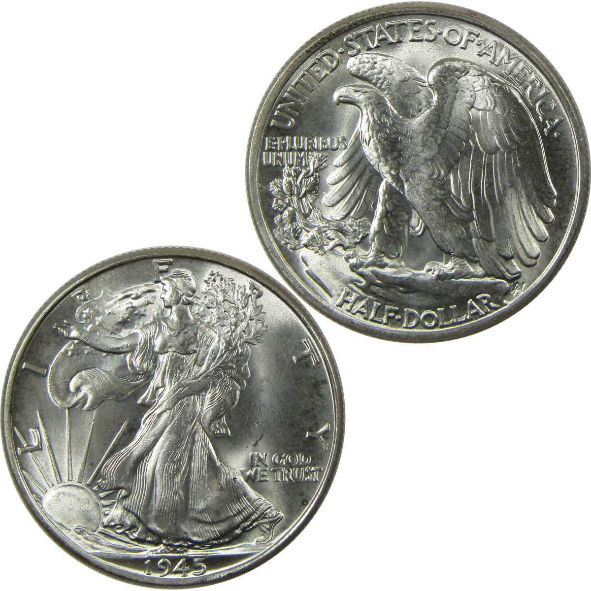 1945 Liberty Walking Silver Half Dollar BU Choice Uncirculated Coin