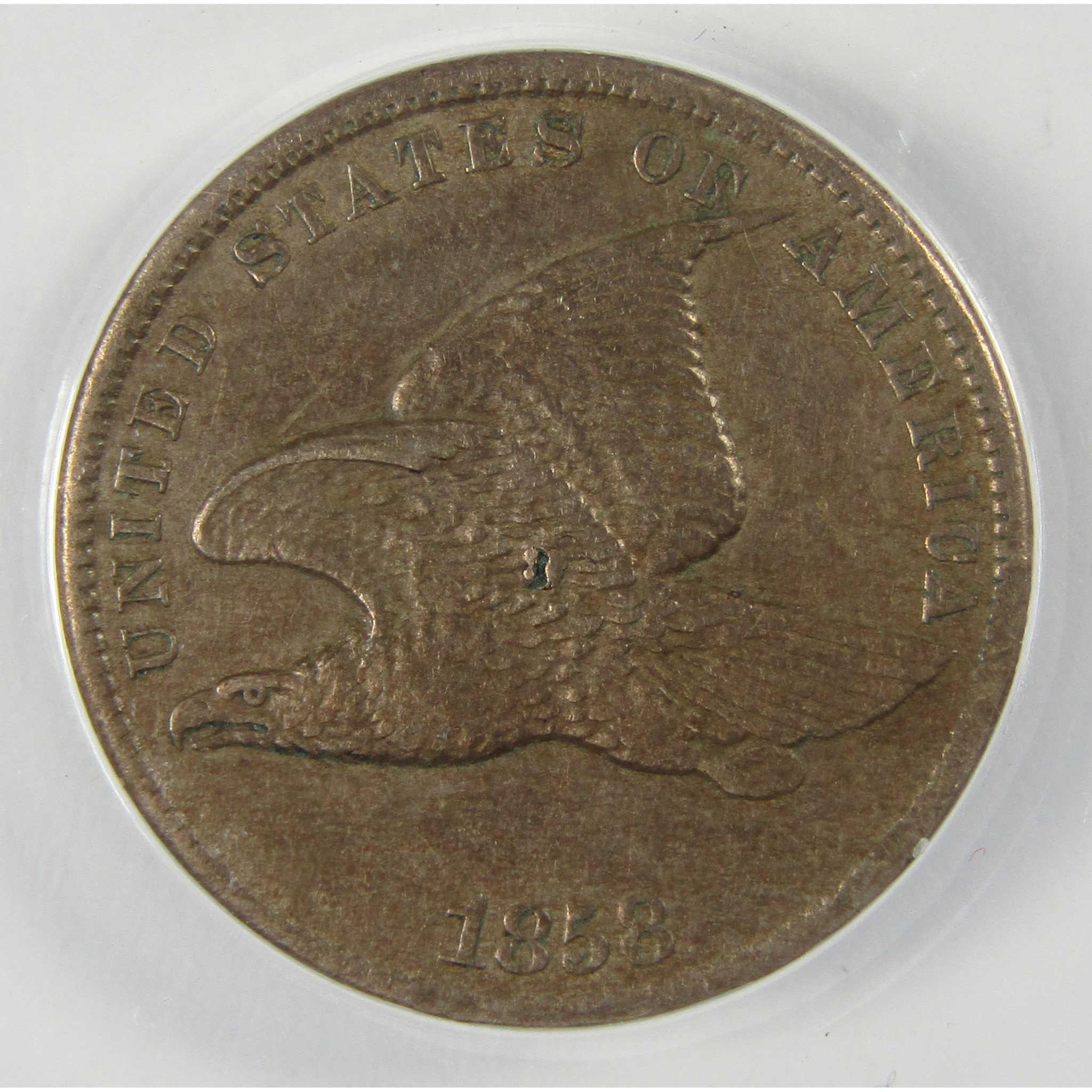 1858 Small Letters Flying Eagle Cent EF 45 Details ANACS SKU:CP628