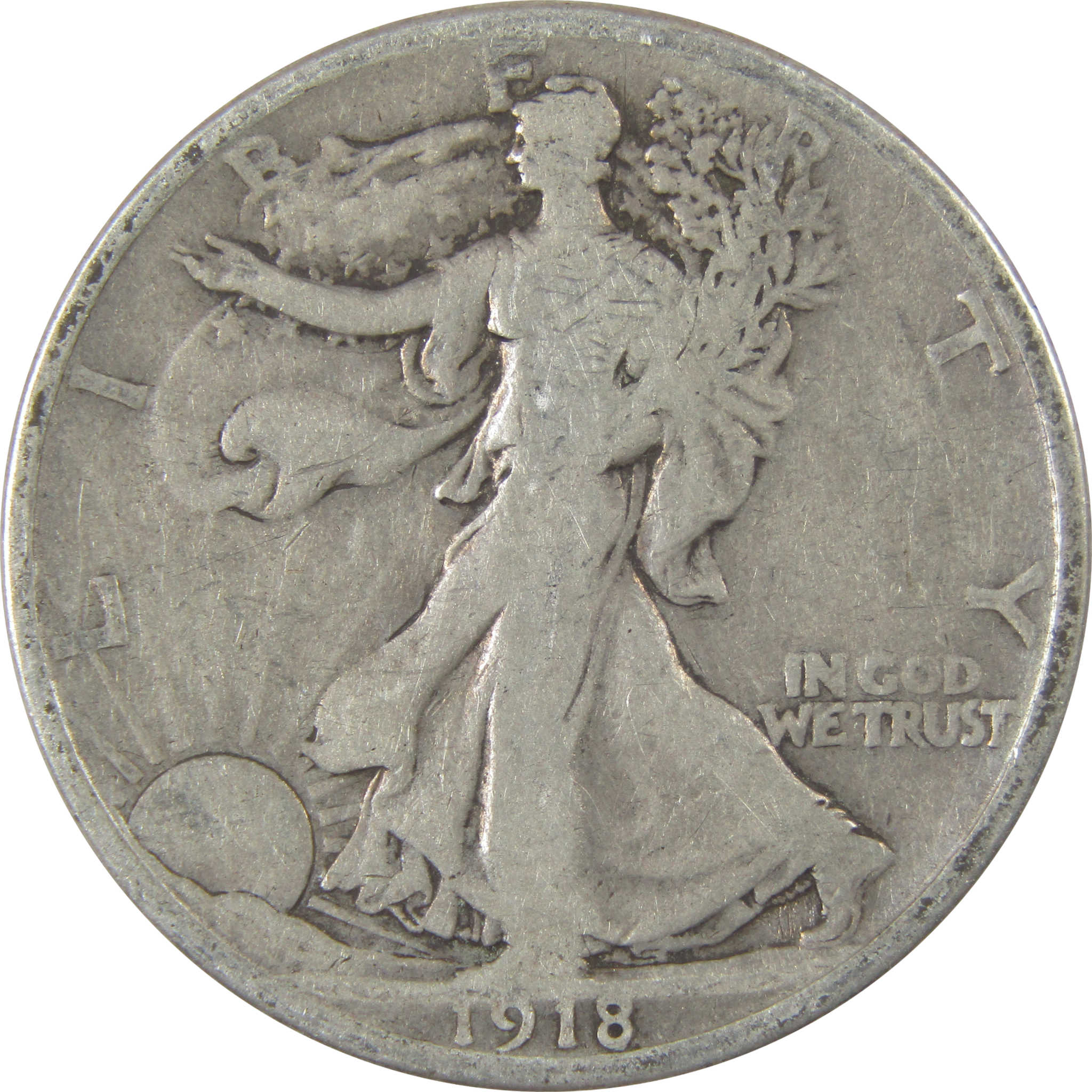1918 S Liberty Walking Silver Half Dollar VG Very Good Coin SKU:I24159
