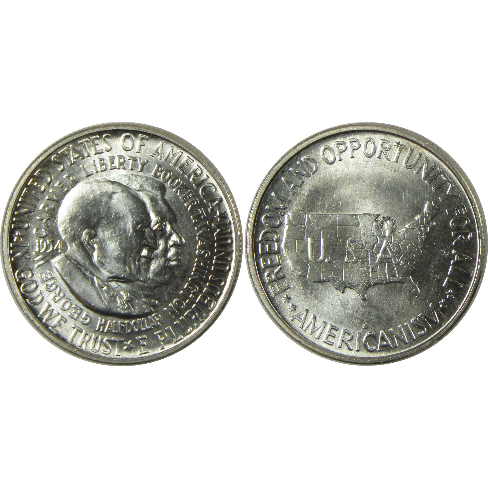 1954 PDS Washington-Carver 50c 3 Coin All-Mint Set BU Choice Unc