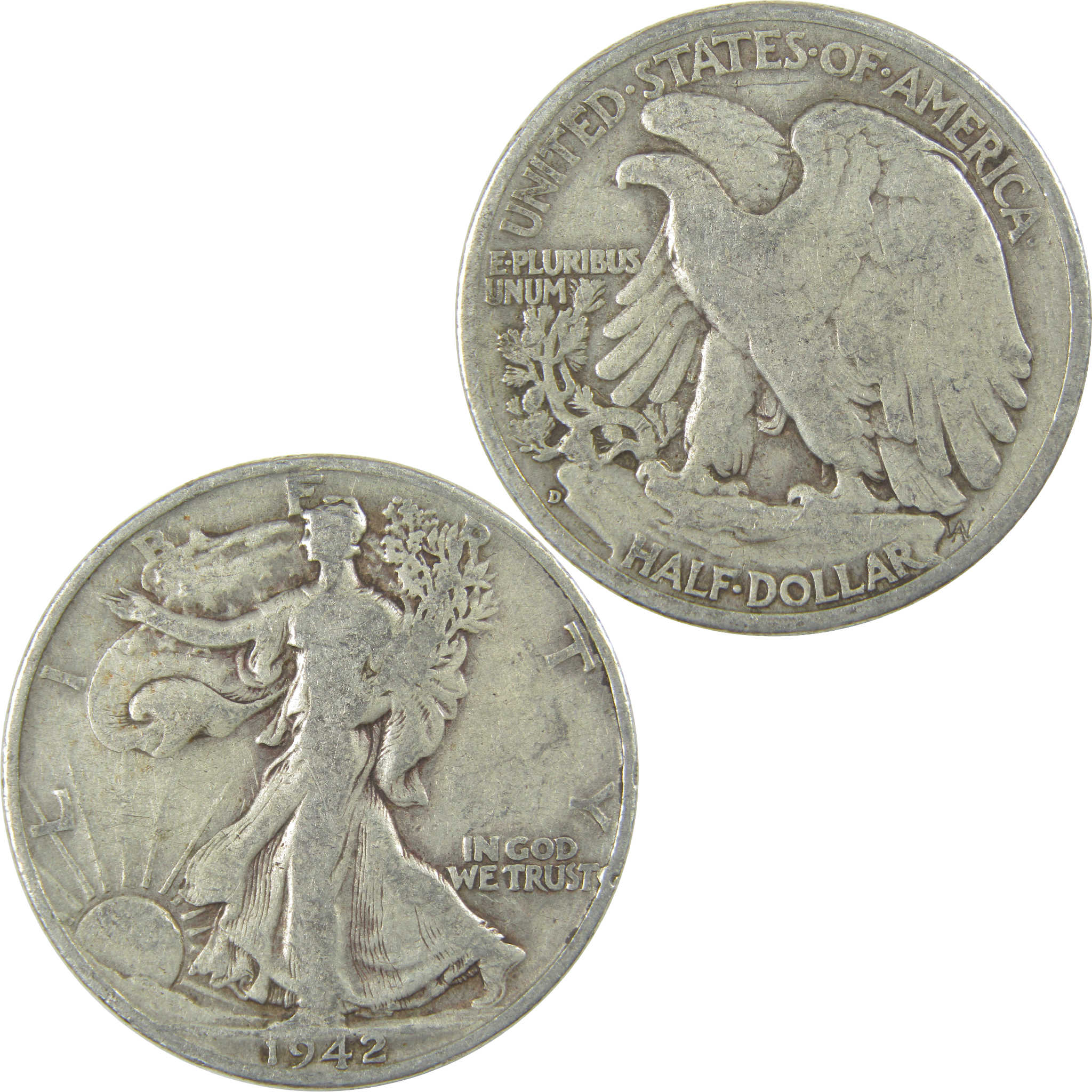 1942 D Liberty Walking Half Dollar G Good Silver 50c Coin