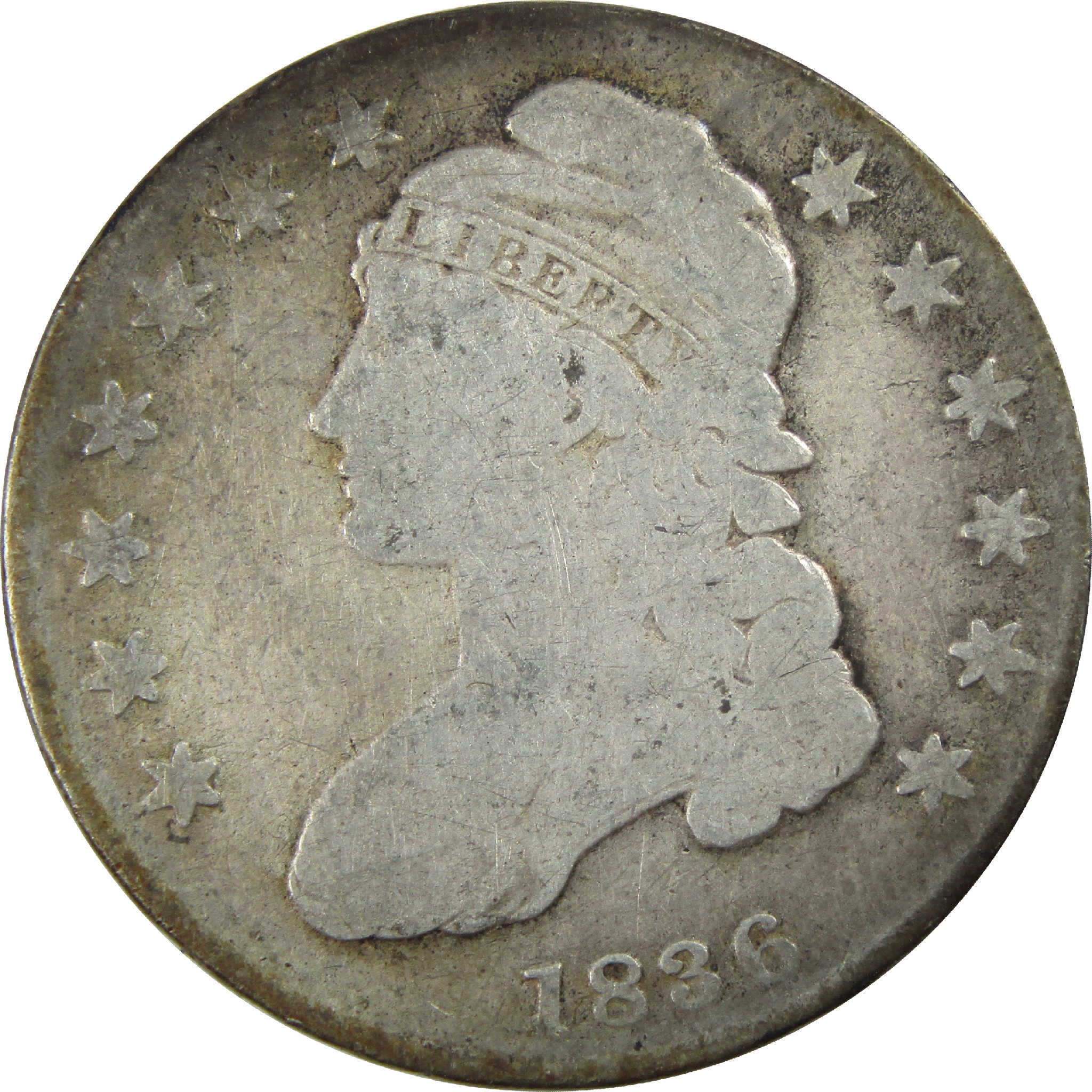 1836 Lettered Edge Capped Bust Half Dollar AG Silver 50c Coin SKU:I11752